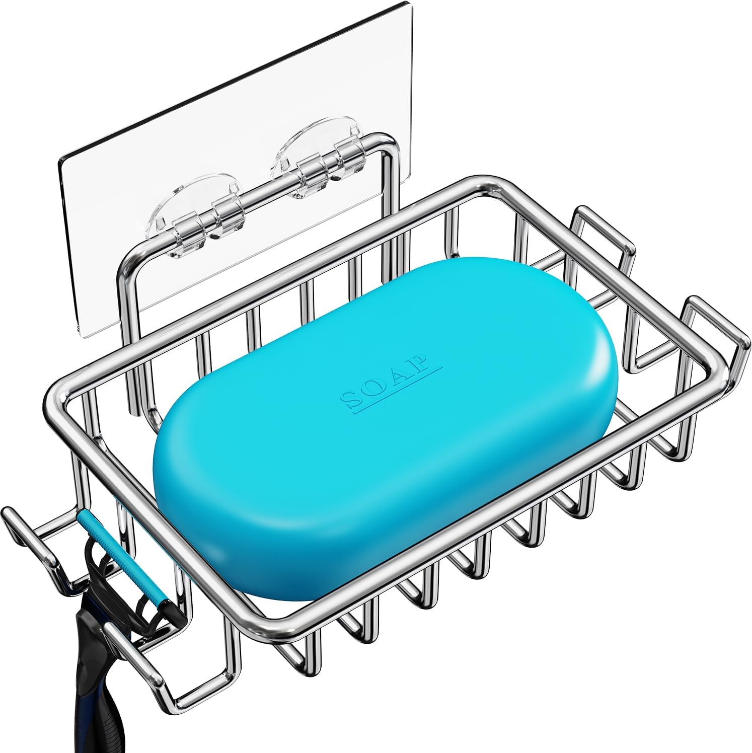 Nieifi Stainless Steel Bar Soap Holder with 4 Hooks