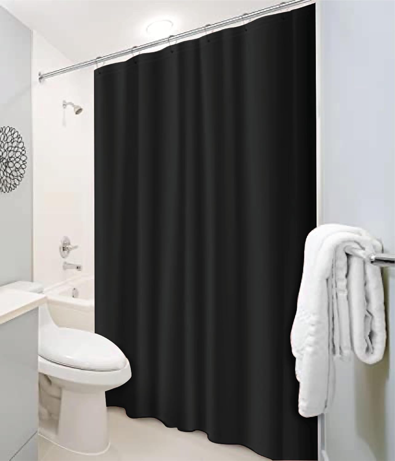 Home Expressions PEVA Magnetic Shower Curtain Liner 70x72 Black 1