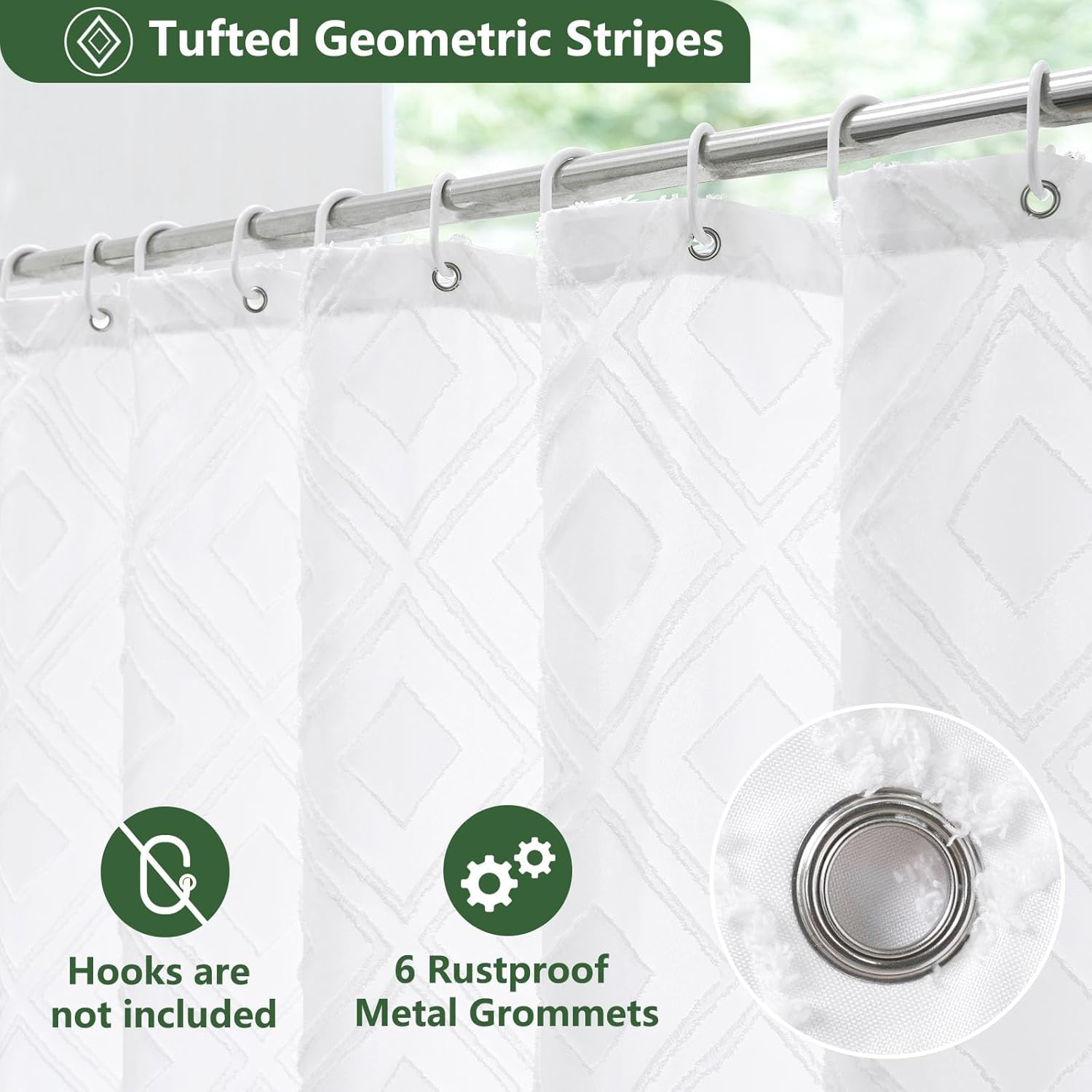 EurCross Stall Shower Curtain 36x72 Soft and Water-Repellent Geometric Tufted Fabric