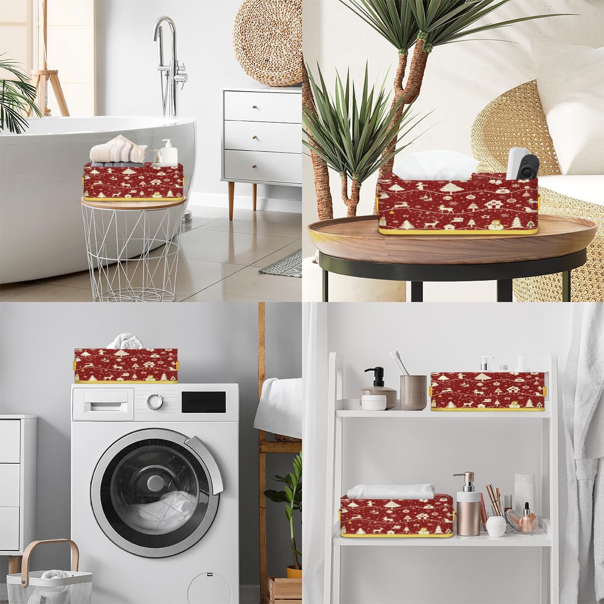 Christmas Tree Pattern Toilet Paper Basket Decor for Bathroom