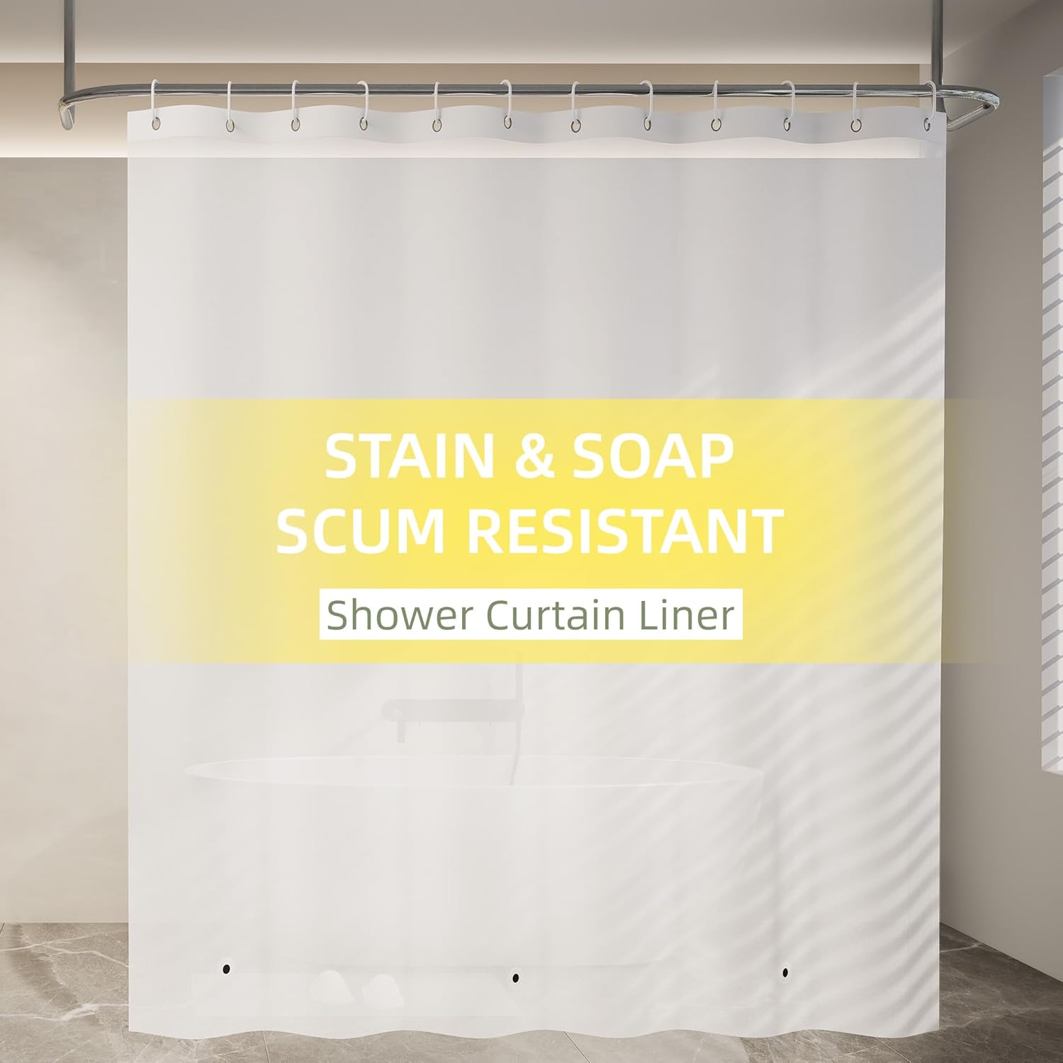Poposa Waterproof Shower Curtain Liner 72 x 72 Inches