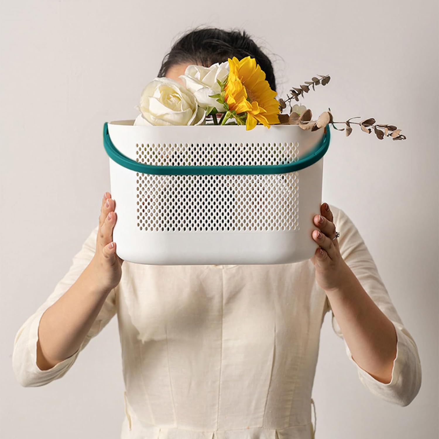Portable Shower Caddy with Handle and Drainage Holes