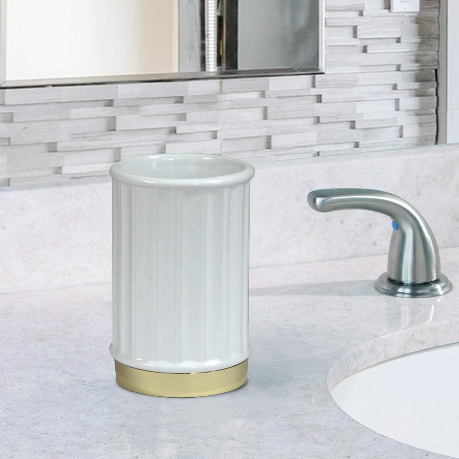 nu steel PAN5H Panache Ceramic Tumbler - White Gold Finish
