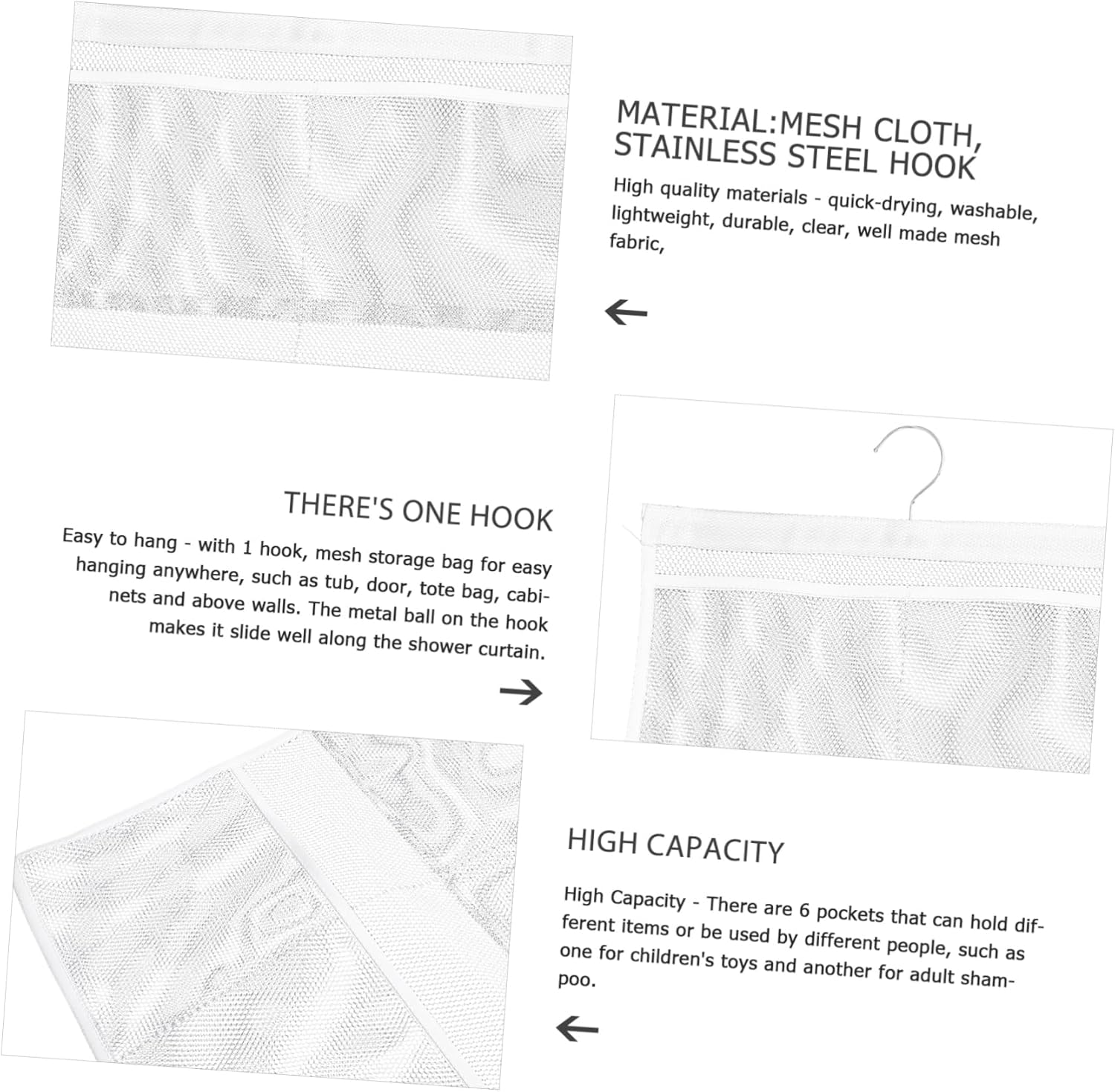 Hoement 6 Pocket Hanging Mesh Shower Organizer Bag