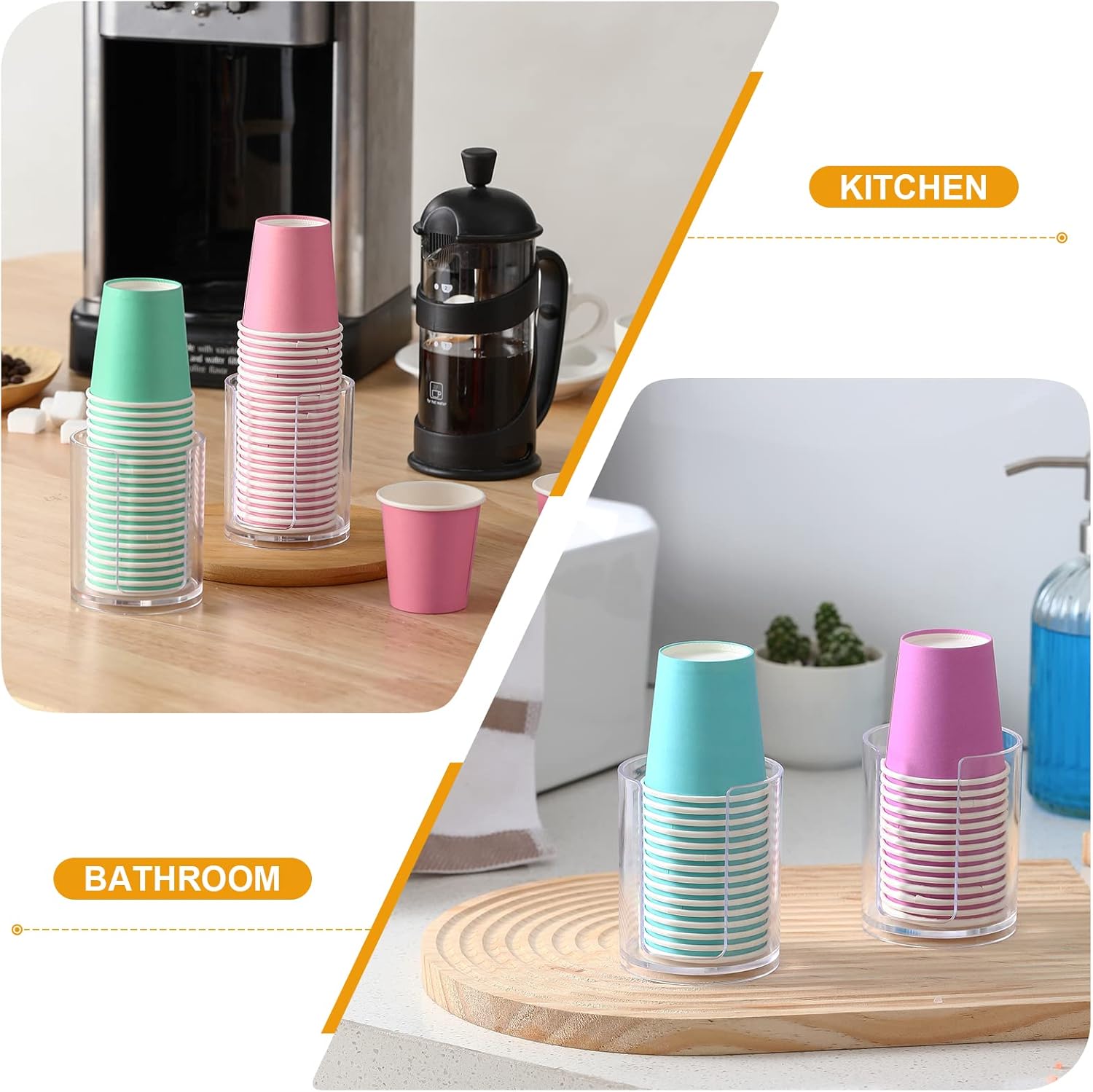 AOZITA 2 Pack Bathroom Cup Dispenser with Notch Design