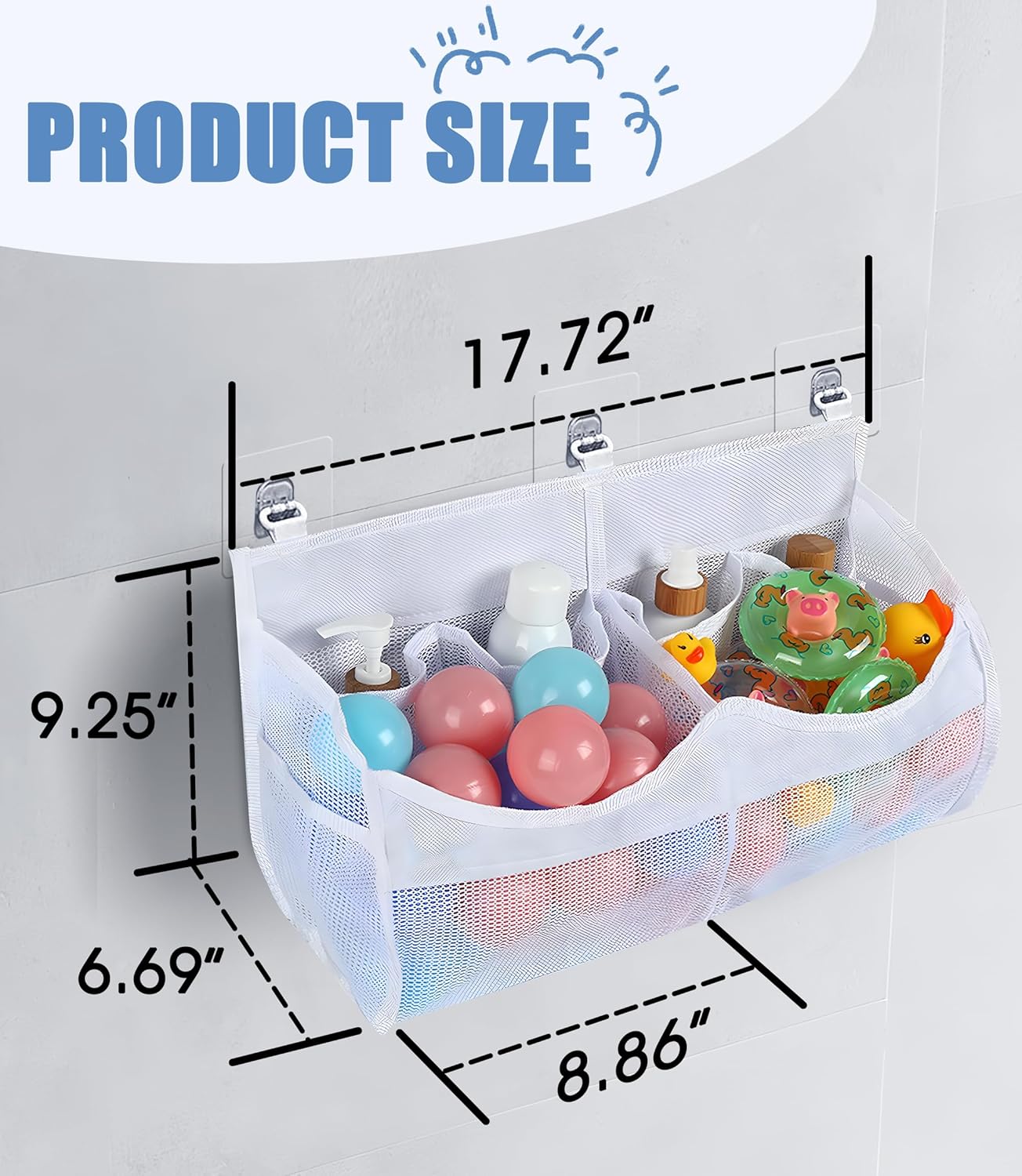 ZOBUU 2 Compartment Horizontal Bath Toy Storage Rack