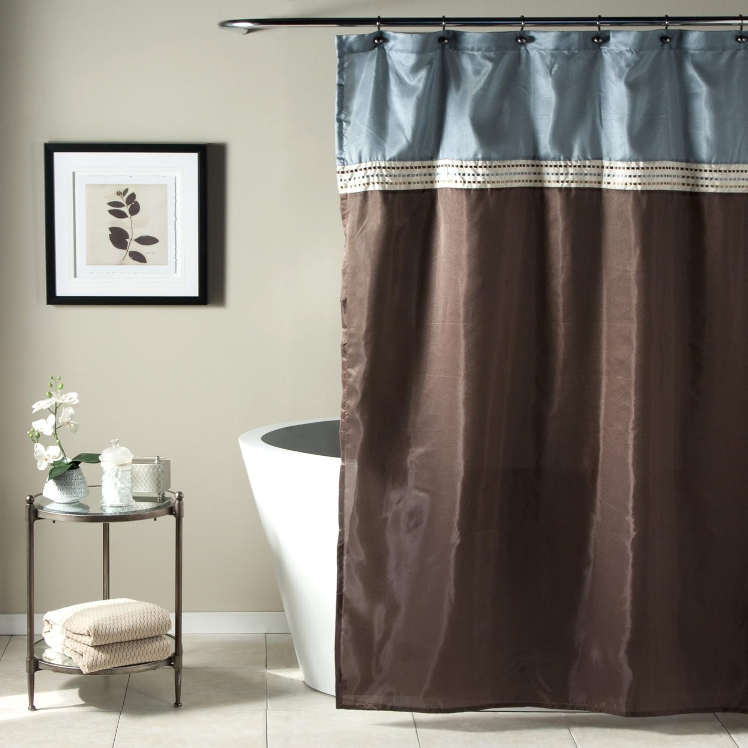 Lush Decor Terra Shower Curtain 72x72 Blue Chocolate