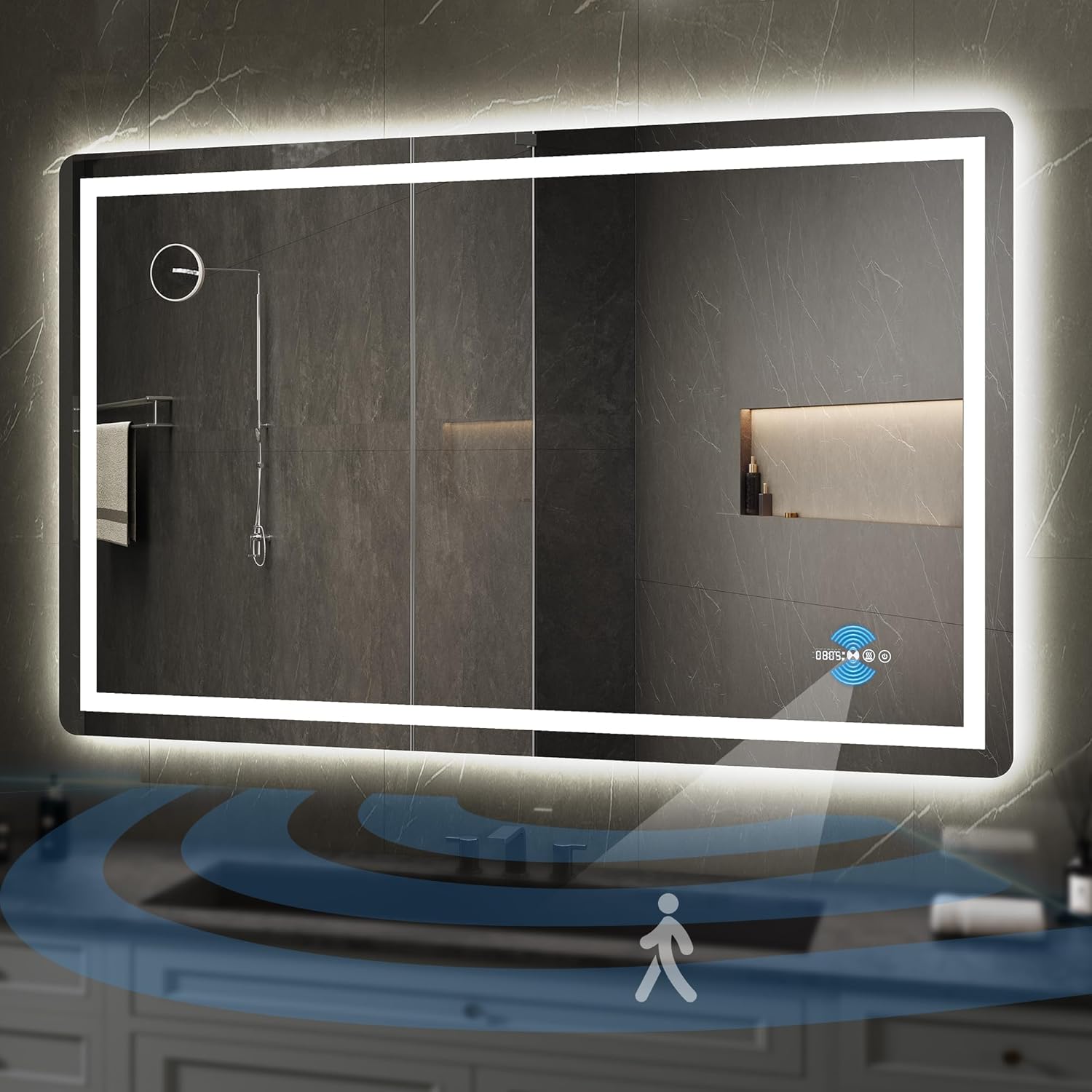 YITAHOME LED Bathroom Mirror with Anti-Fog and 10X Magnifying Glass
