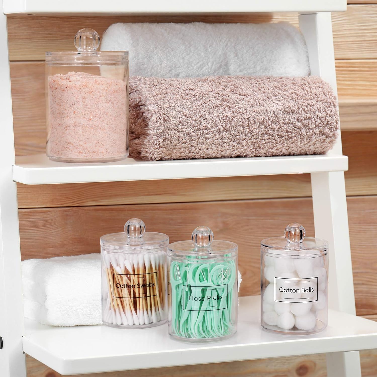 AOZITA 3 Pack Acrylic Q-Tip Holder Dispenser Set