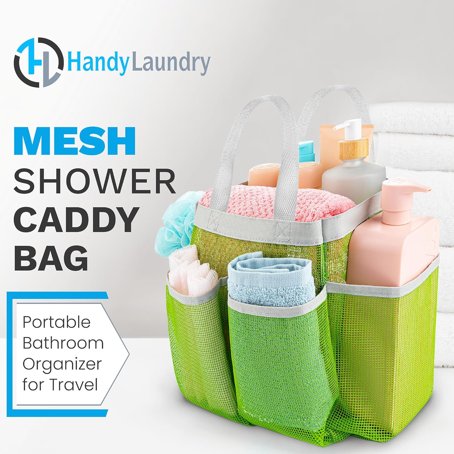 Handy Laundry Mesh Shower Caddy Bag - Green