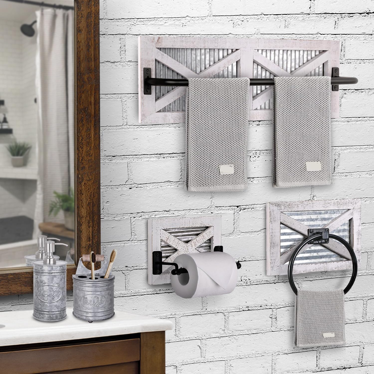 Autumn Alley Rustic Farmhouse 3PCS Towel Set Holder