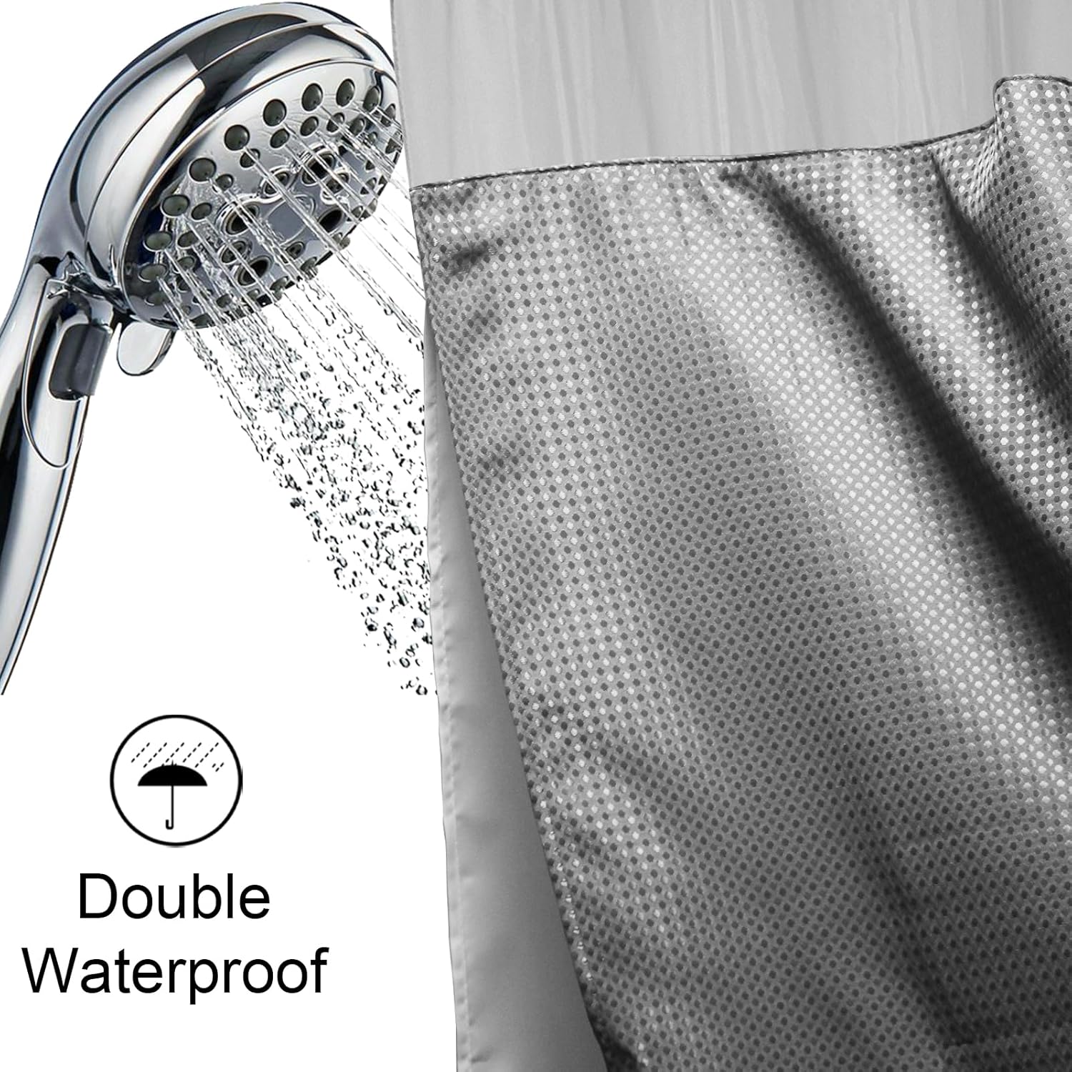 Final Friday Grey Waffle Weave Shower Curtain Set 1