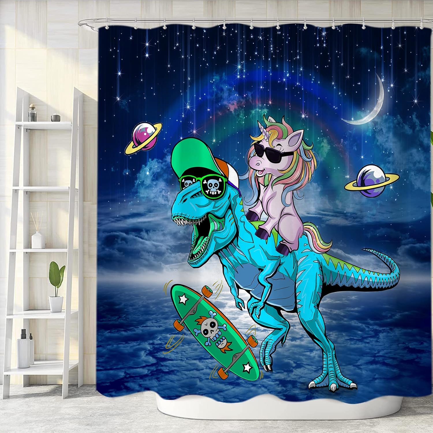 Funny Dinosaur Shower Curtain Set for Kids