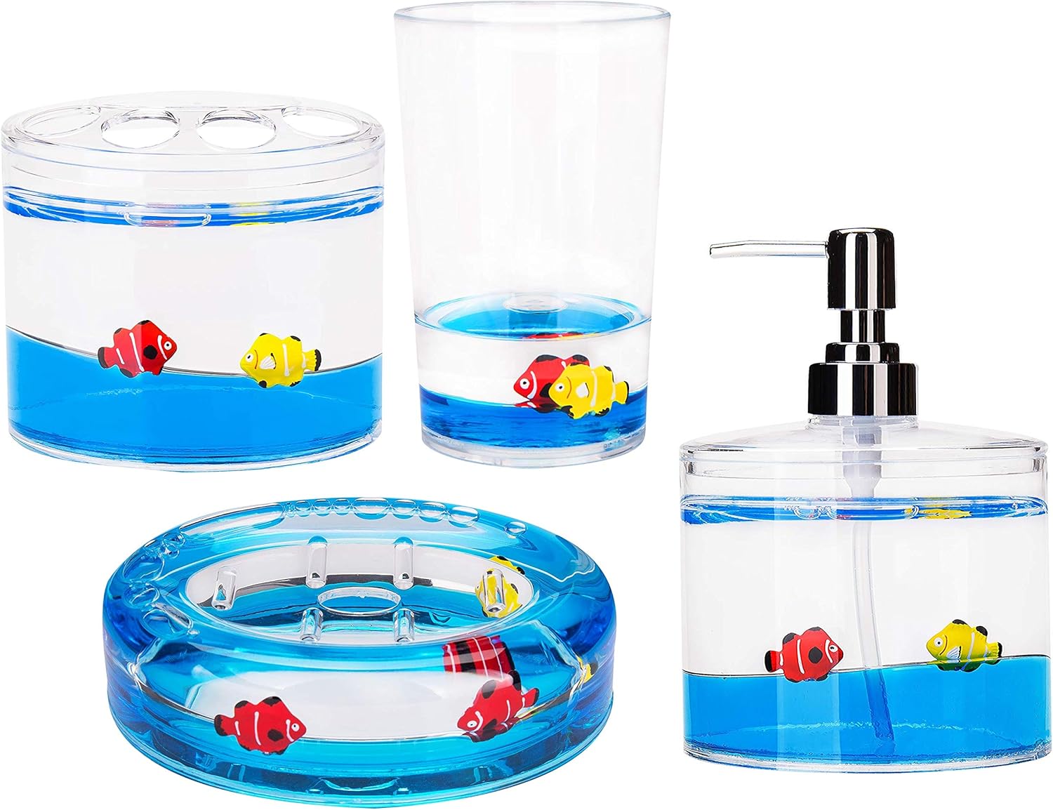 Locco Decor 4 Piece Floating Fish Vanity Accessory Set