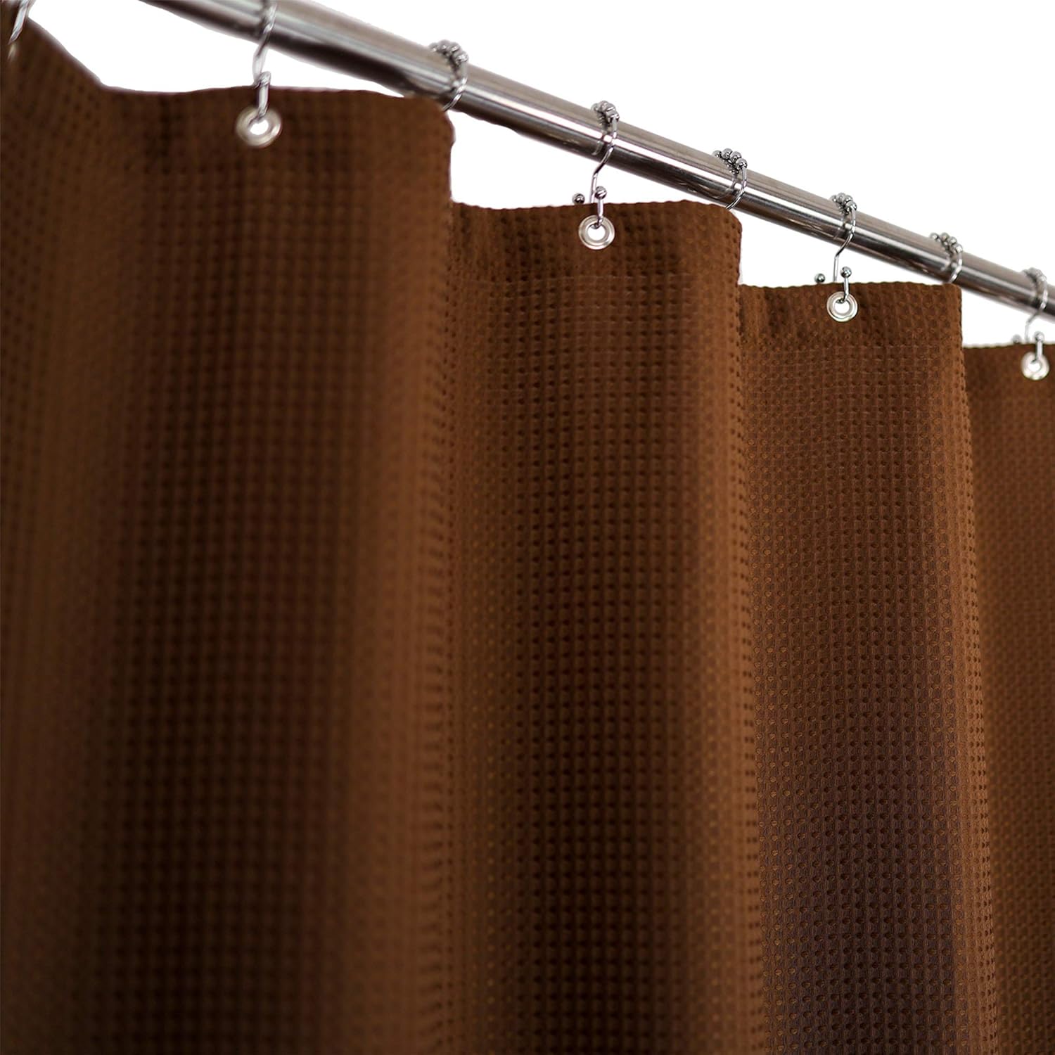Barossa Design Waffle Weave Shower Curtain 71x72 Inch Brown Heavy Duty