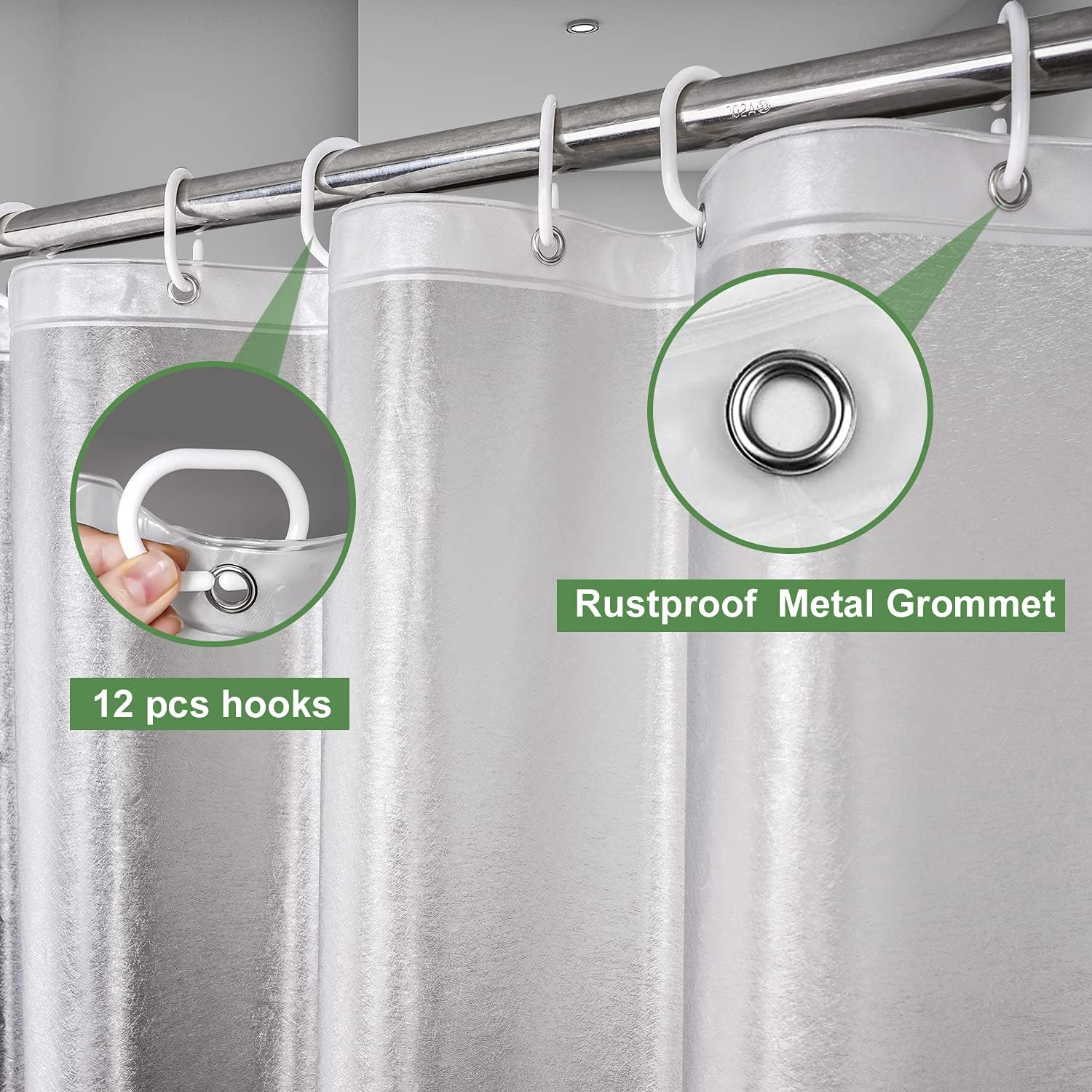 UFRIDAY Extra Long 84 Inch Shower Curtain Liner 72x84 Heavy Duty Frosted EVA