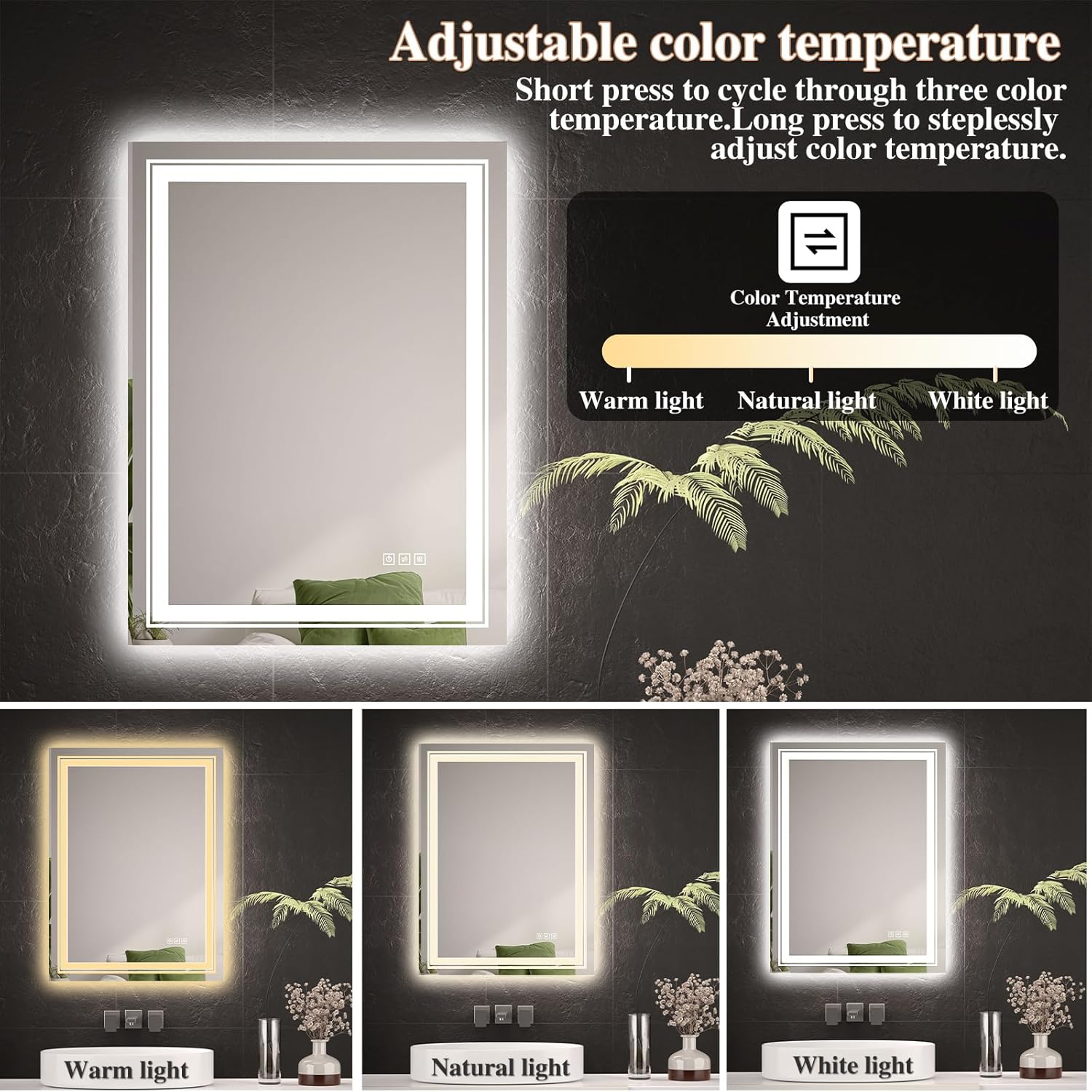 TOTOUS 24x32 LED Mirror with Front and Backlit Light