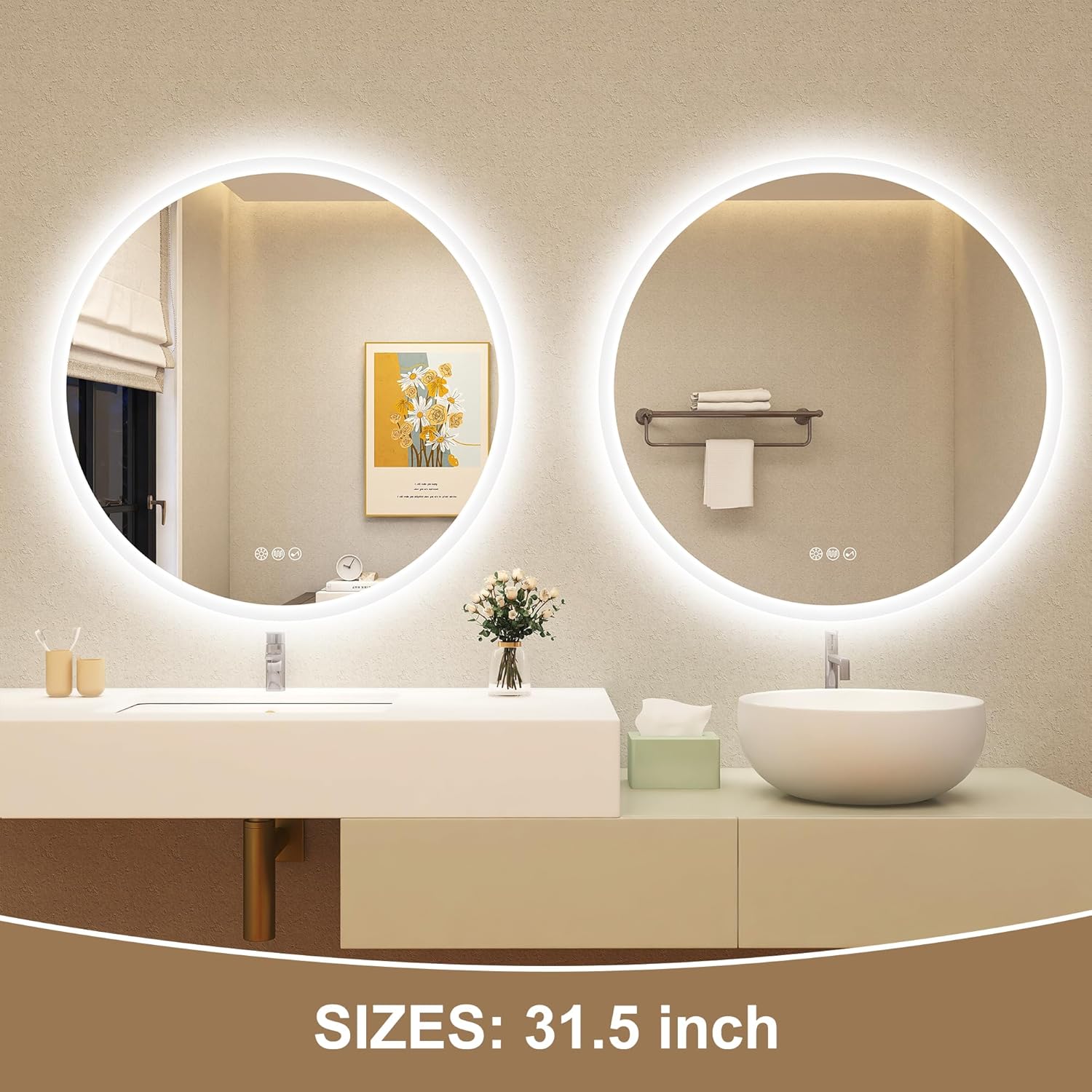 32 inch LED Bathroom Mirror with Bluetooth Speaker and Anti-Fog Light