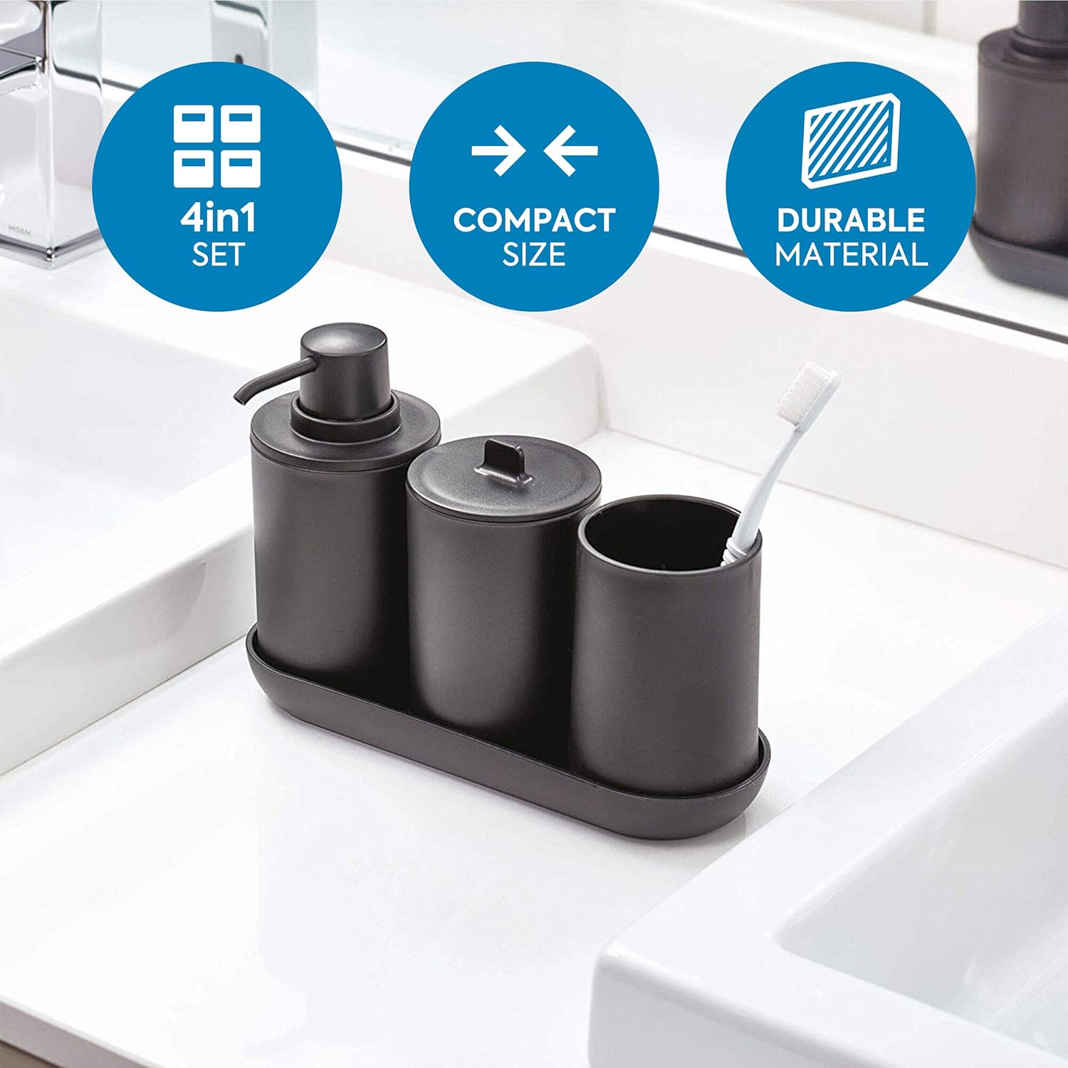 InterDesign iDesign 28737ES Cade 4-Piece Bathroom Accessory Set