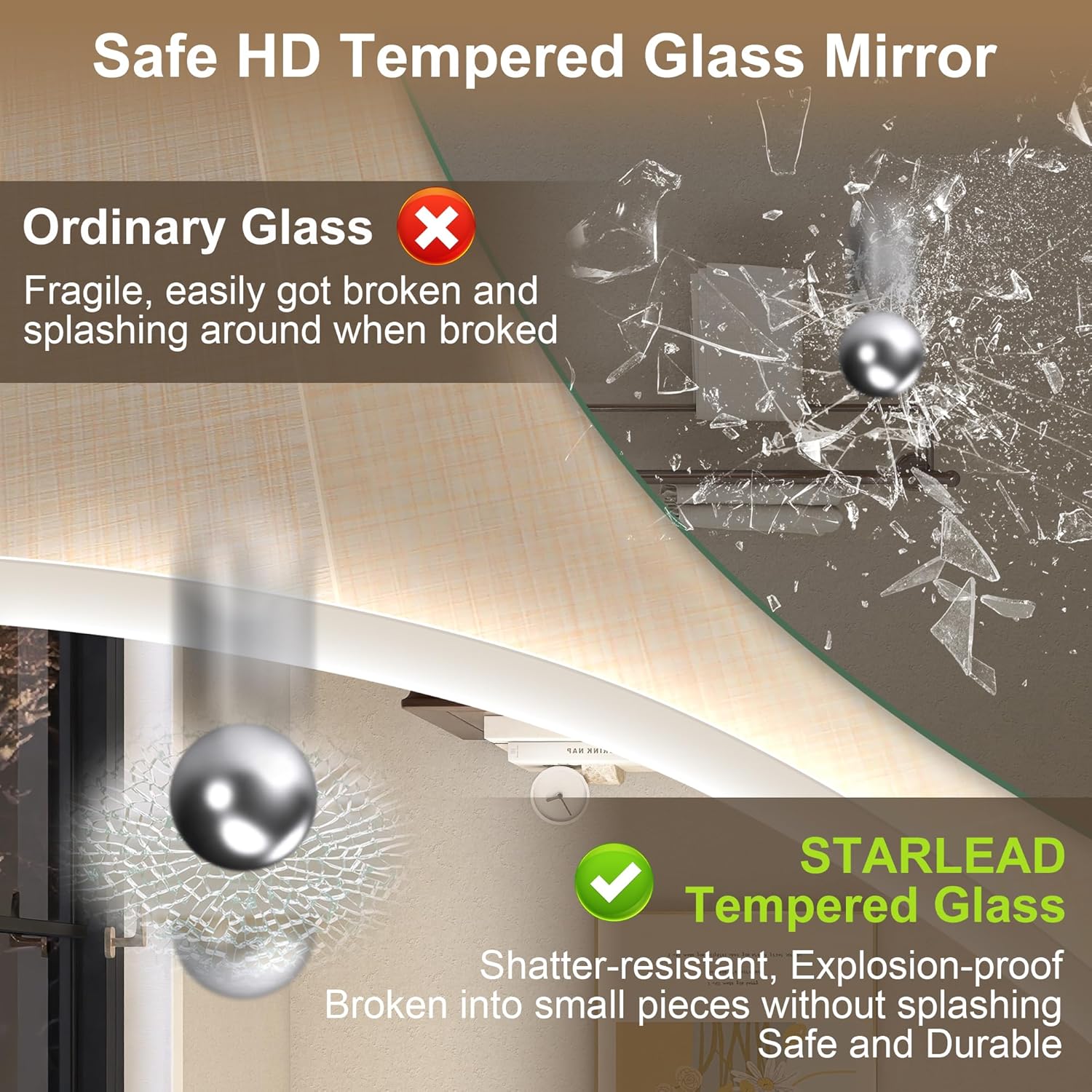 32 inch LED Bathroom Mirror with Bluetooth Speaker and Anti-Fog Light