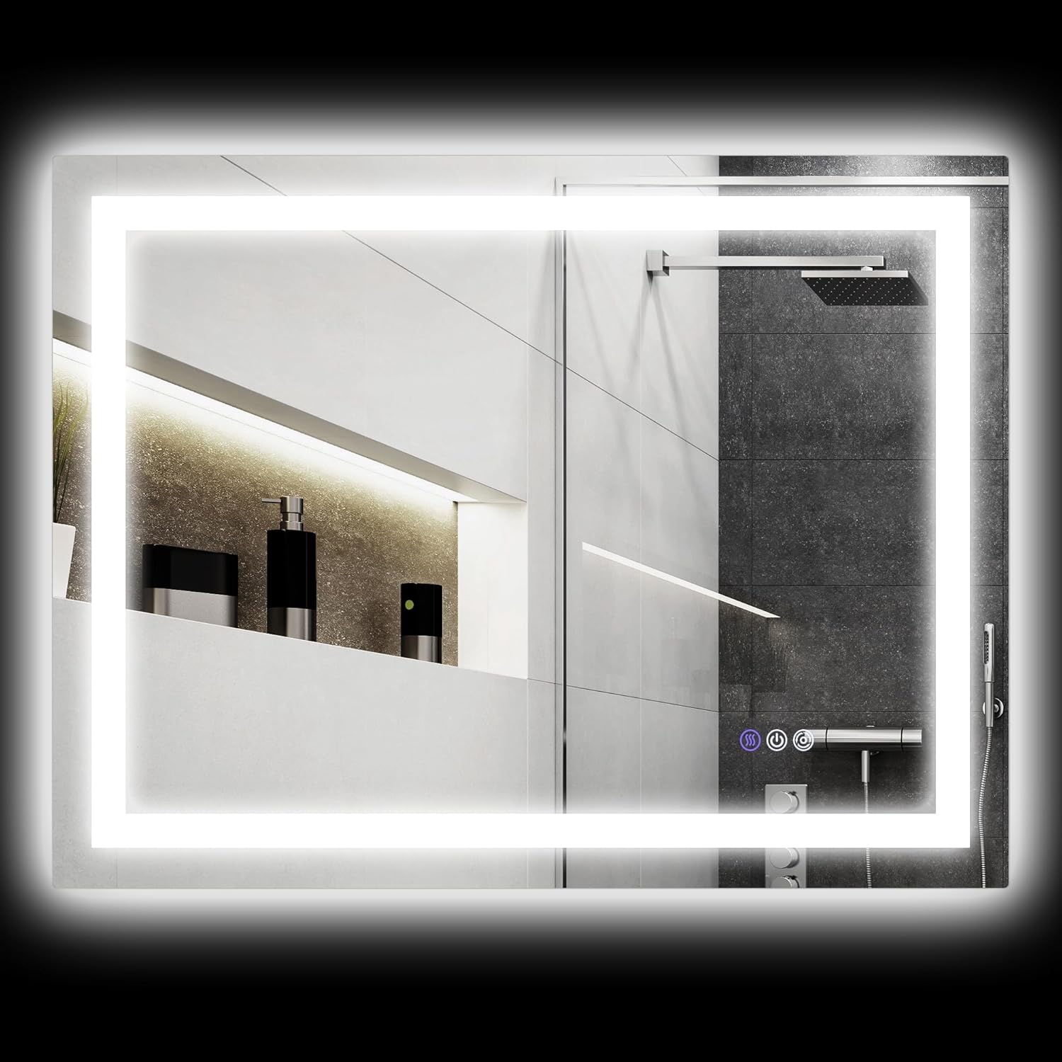 HOMCOM 35x28 Inch Dimmable LED Bathroom Mirror with Lights