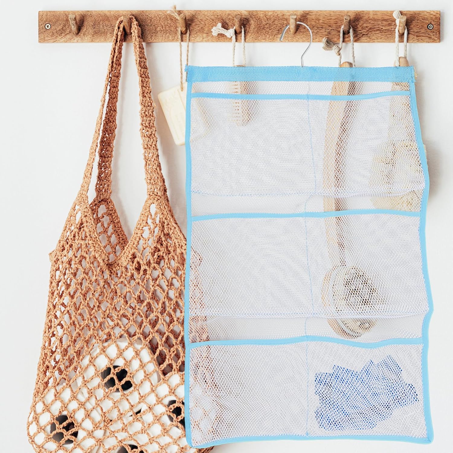 SOLUSTRE 6 Mesh Shower Quick Dry Organizer with Single Hook