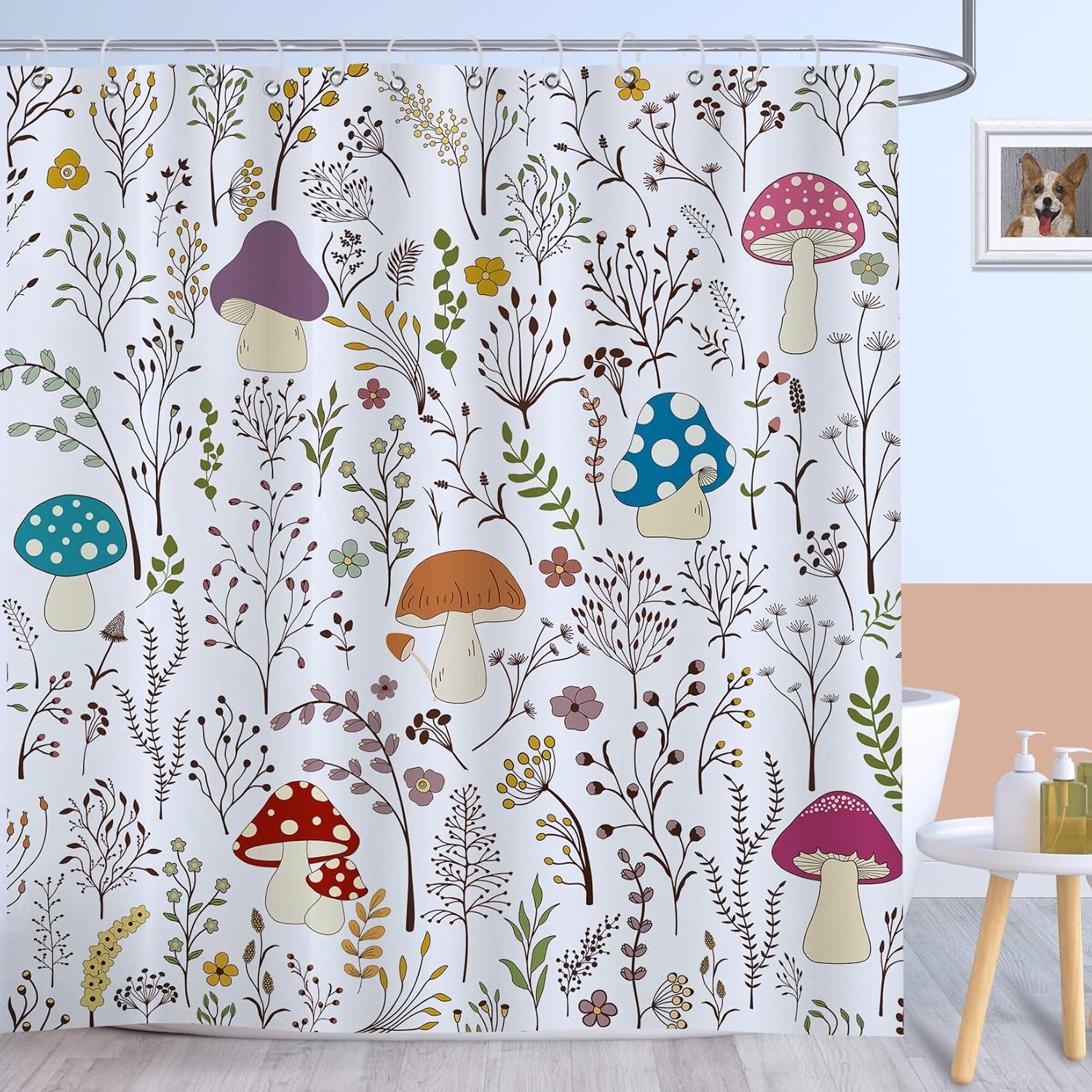 Faitove Mushroom Shower Curtain 72x72 inch