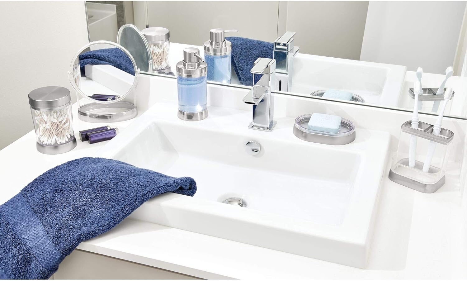 InterDesign Haley Vanity Center - Clear and Brushed 1