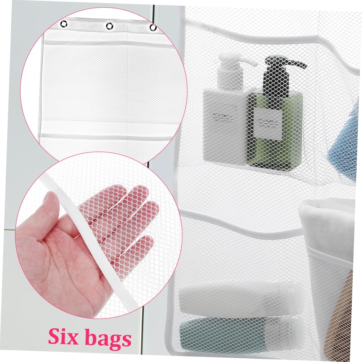 KOMBIUDA 2pcs Shower Mesh Organizer with Pockets