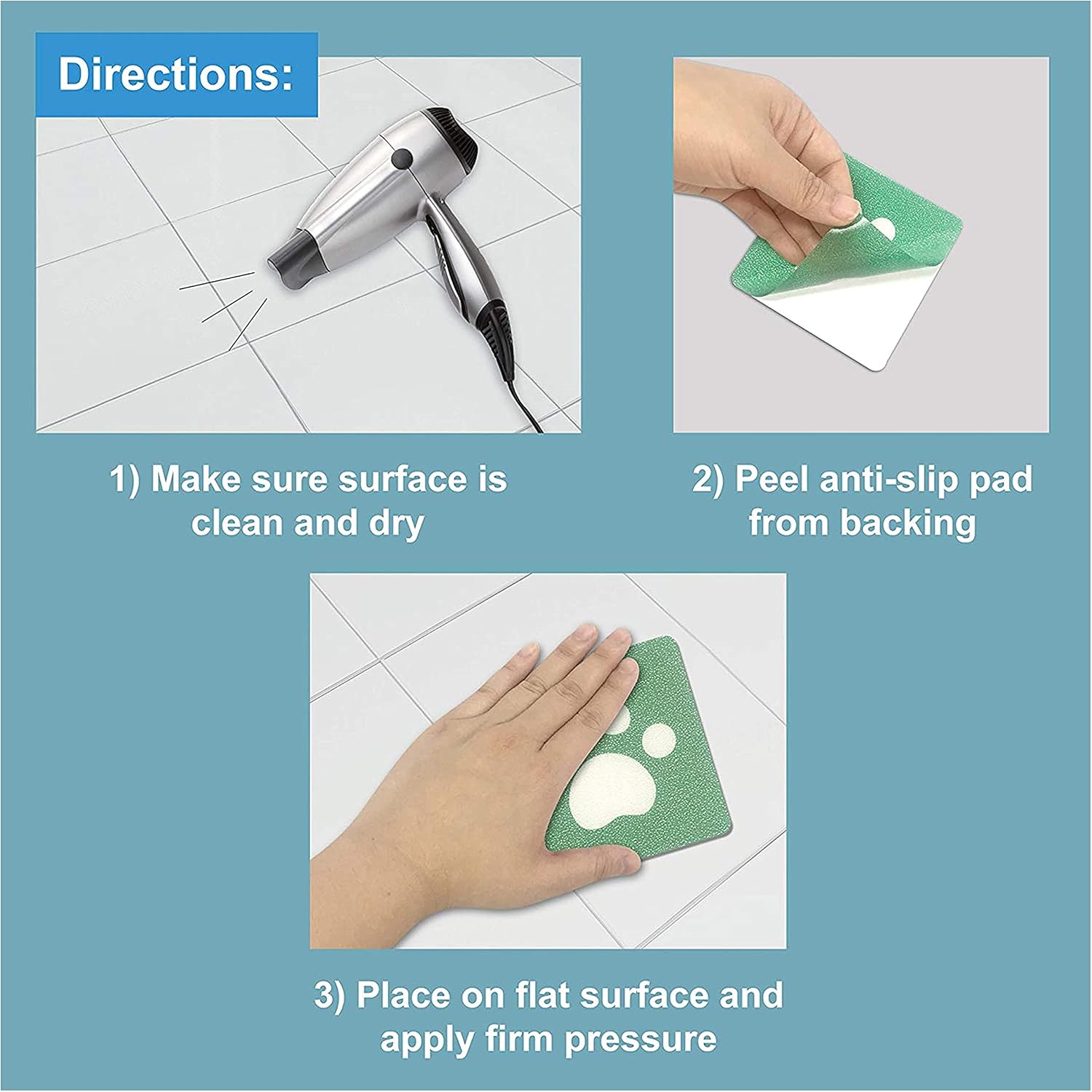 6 Bath Tub Anti-Slip Square Non-Skid Adhesive Pads 1