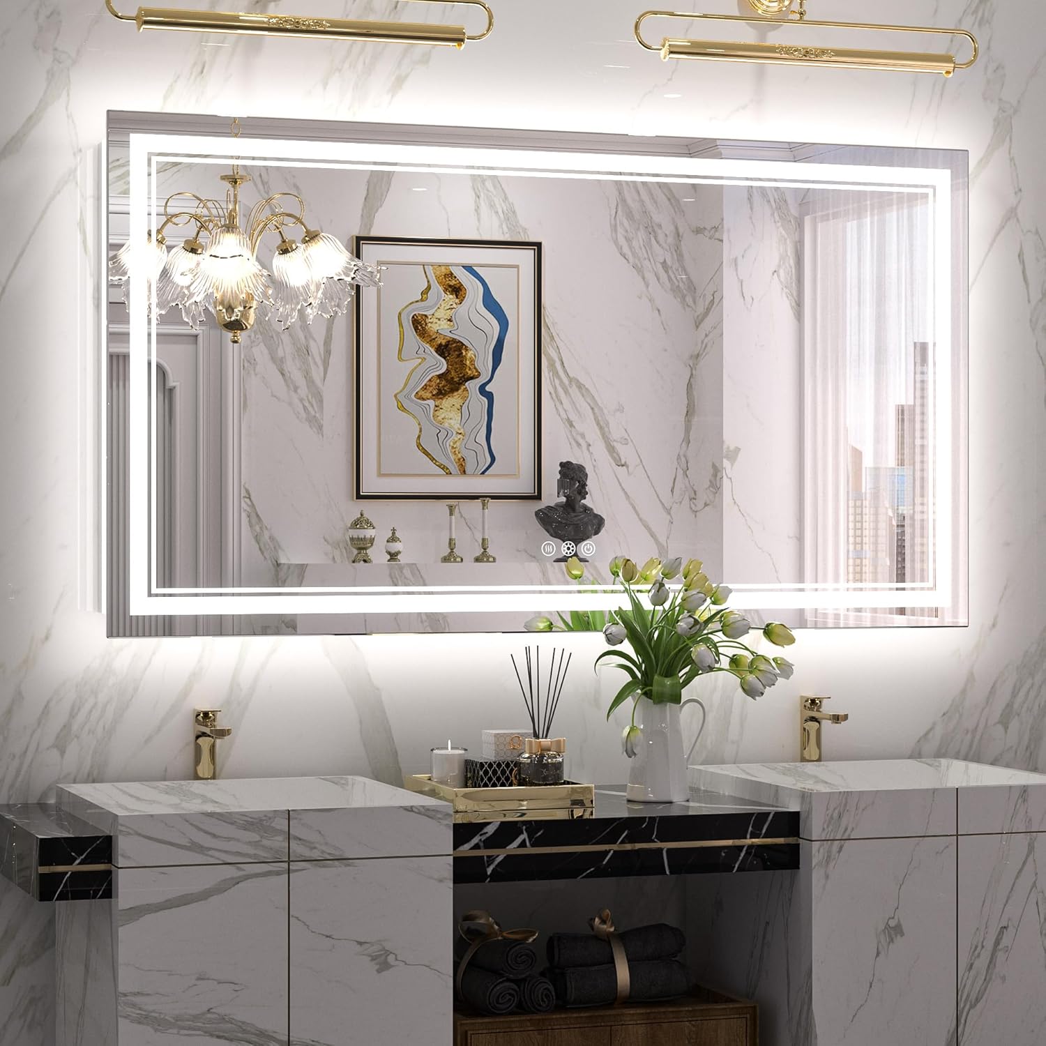 Keonjinn 55x30 LED Mirror with Frontlit and Backlit