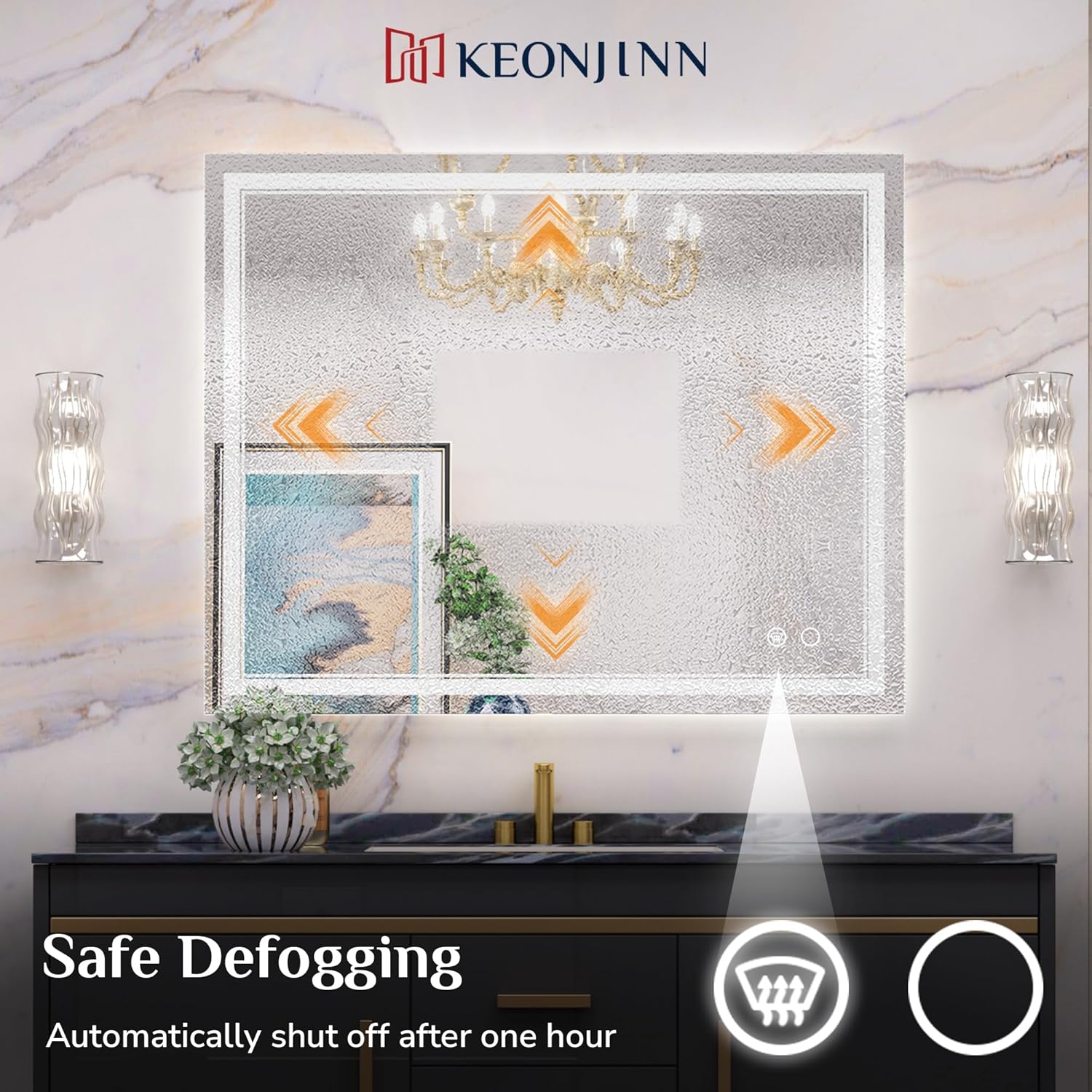 Keonjinn 72 x 32 Inch LED Wall Mirror with Lights