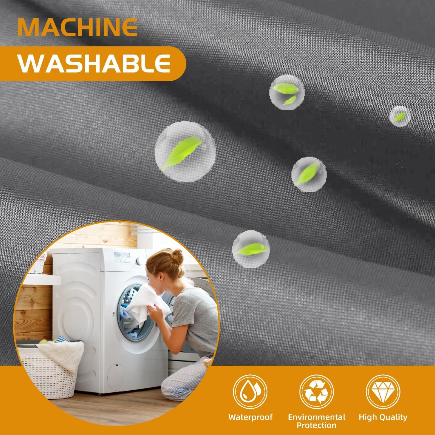 Eachope 1 Pack 70x60 Grey Snap-In Shower Curtain Liner