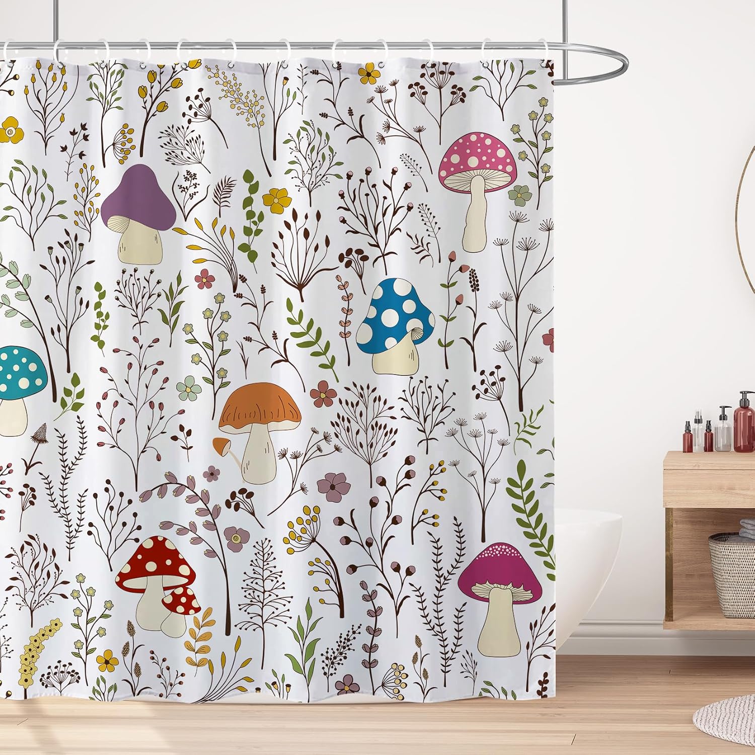 Faitove Mushroom Shower Curtain 72x72 inch