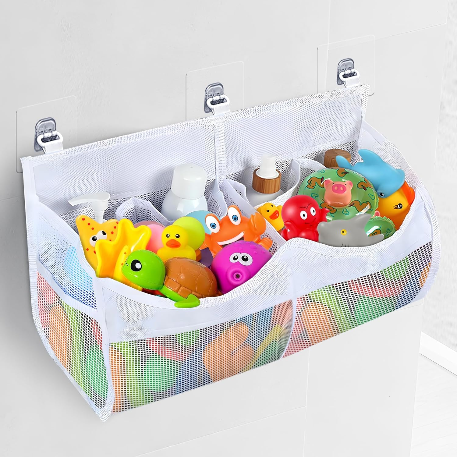 ZOBUU 2 Compartment Horizontal Bath Toy Storage Rack