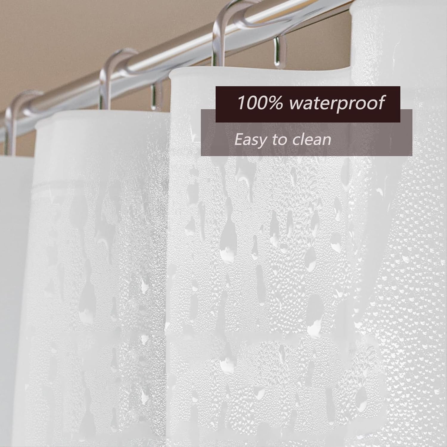 TIKABC 4G PEVA Shower Curtain Liner with 3 Magnetic Weights