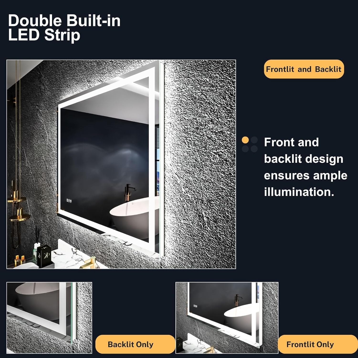 MAVISEVER 60x36 LED Bathroom Mirror with Lights