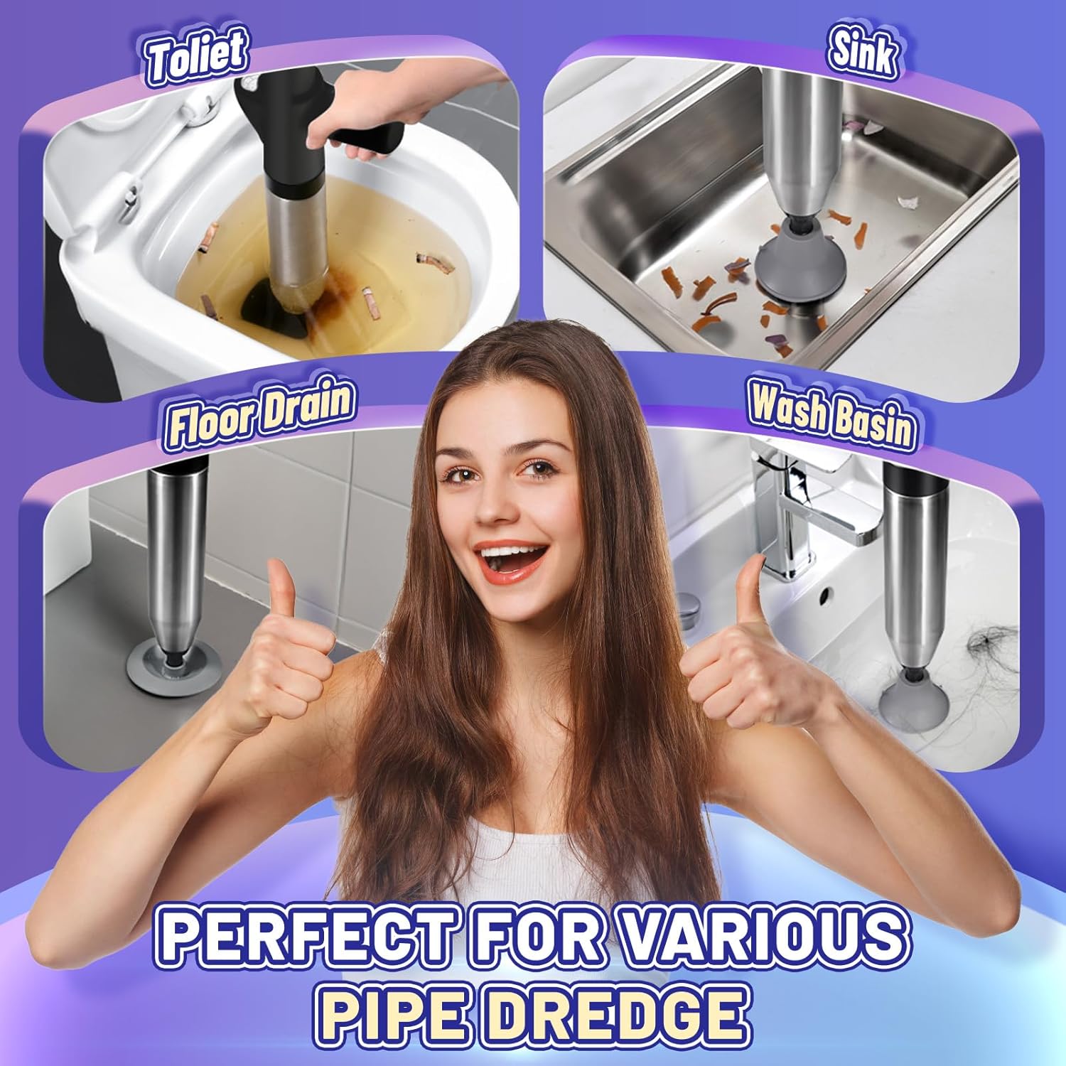 High Pressure Toilet Plunger with Visual Barometer