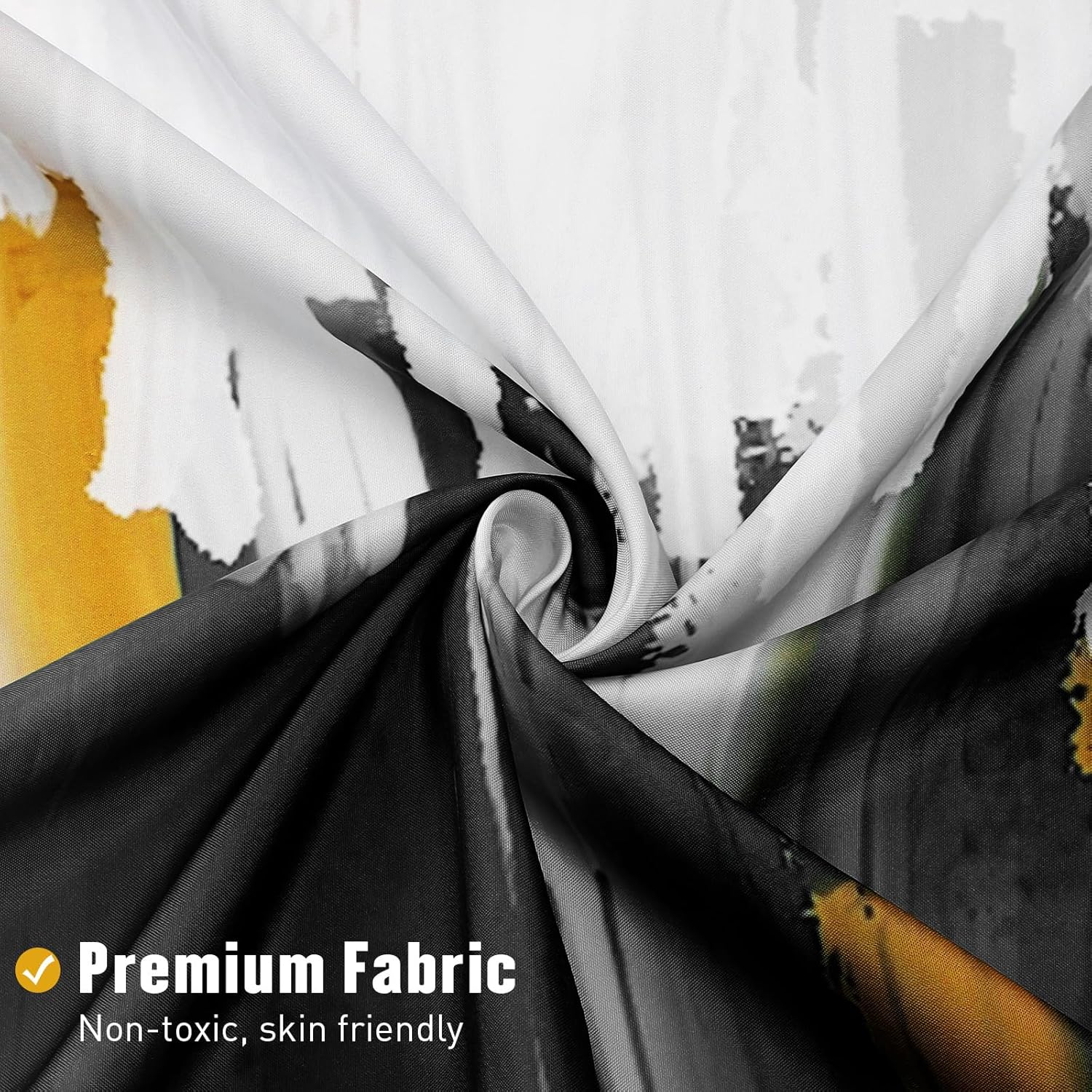 MitoVilla Abstract Black Gold Shower Curtain Set 72x72