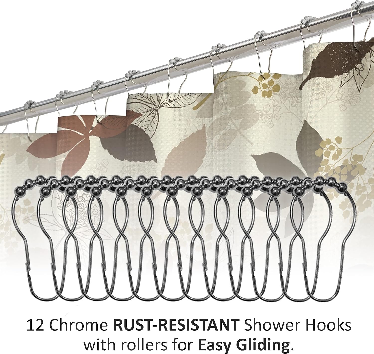 Creative Home Ideas 15-Piece Shower Set 72x72 Blowing Leaves Chocolate