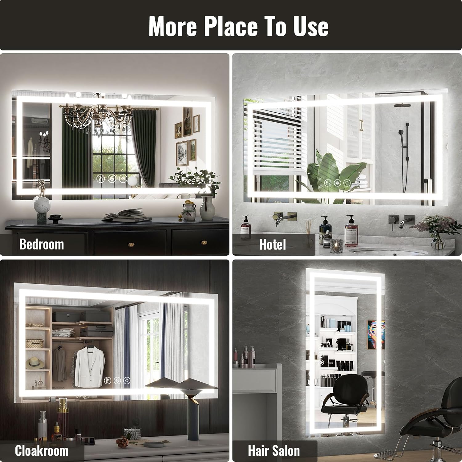 Easly 30x55 Inch LED Bathroom Mirror with Anti-Fog and Dimming
