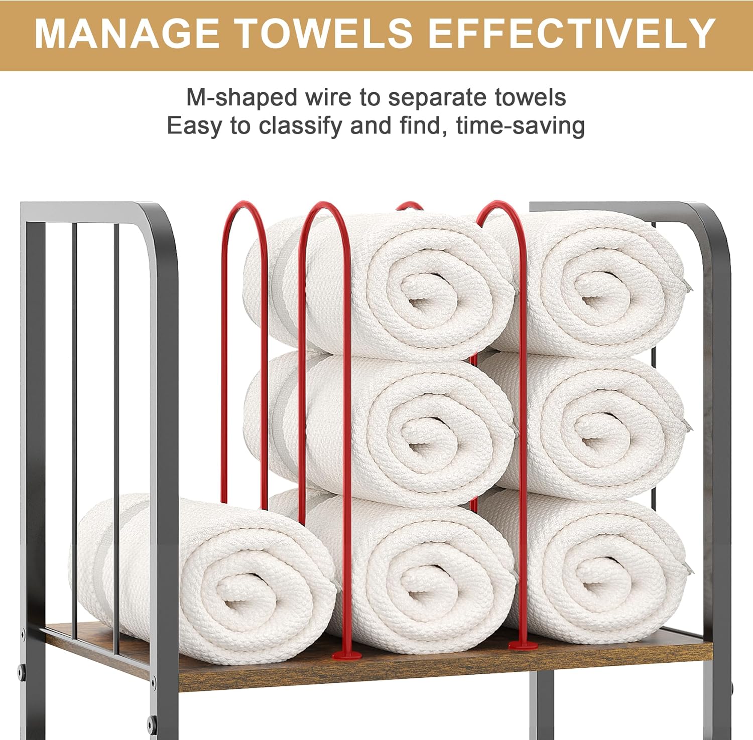 Jautokerdar 3-Tier Durable Metal Towel Rack with Detachable Dividers