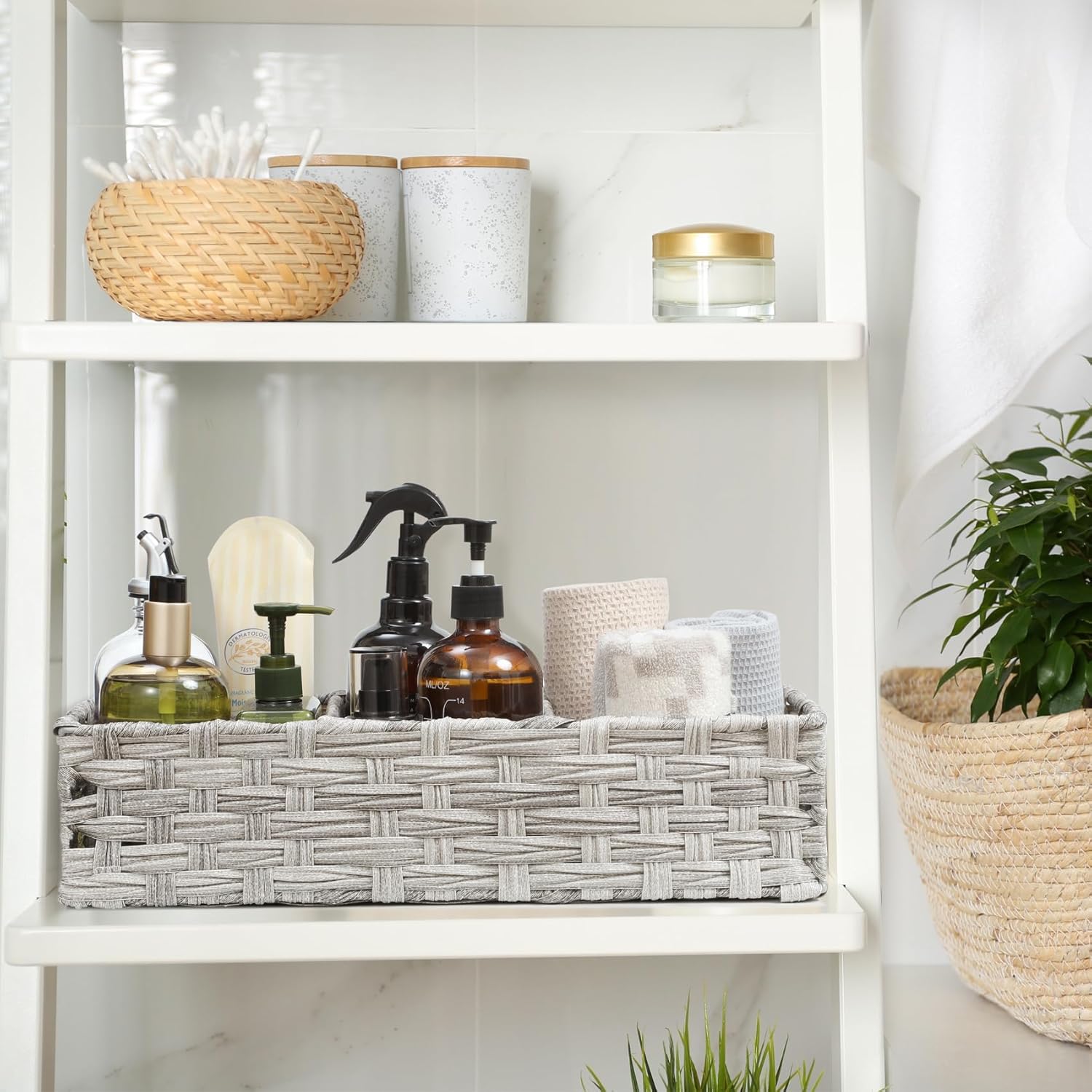 AOZITA Toilet Paper Basket with Larger Compartments