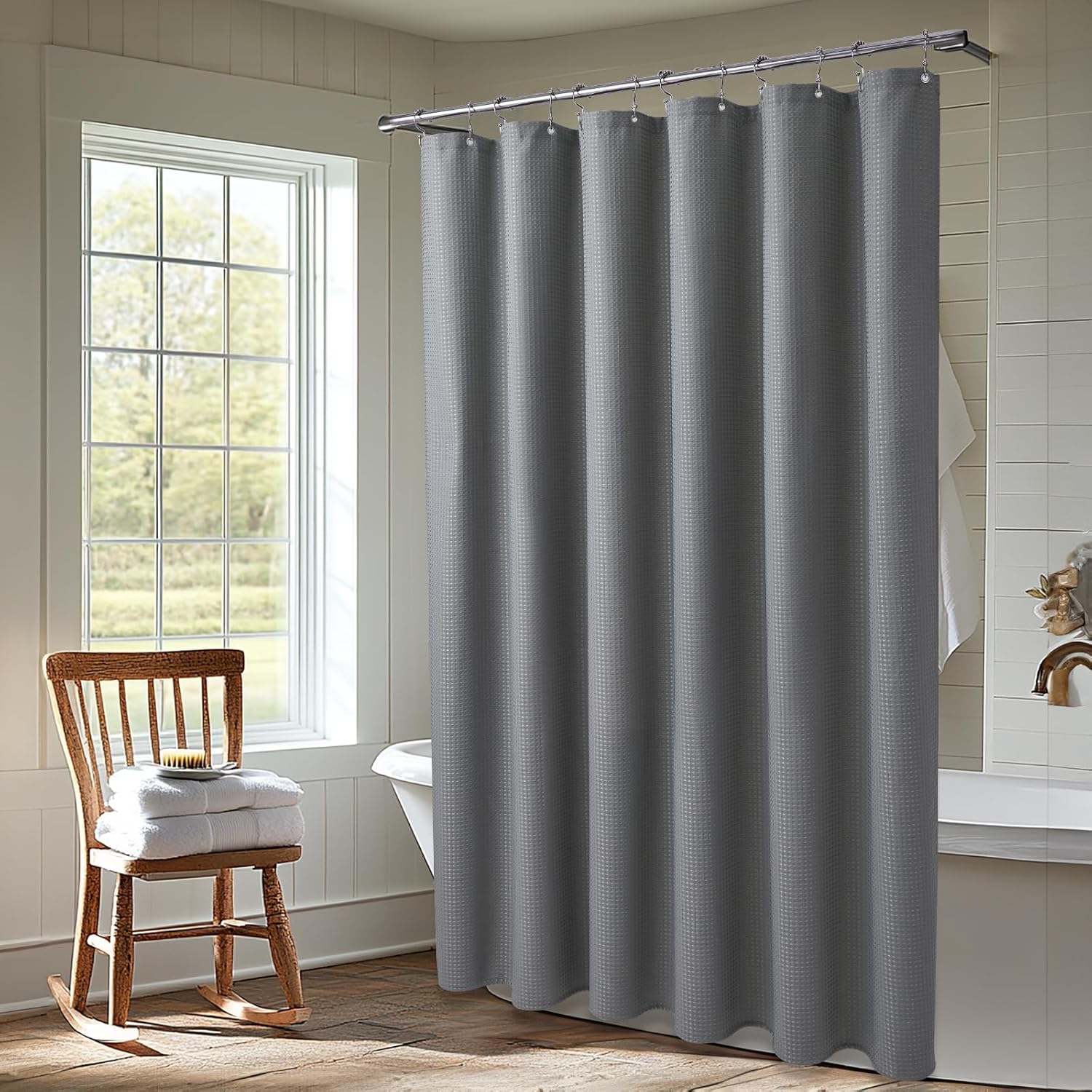 LaCyan Waffle Shower Curtain Set