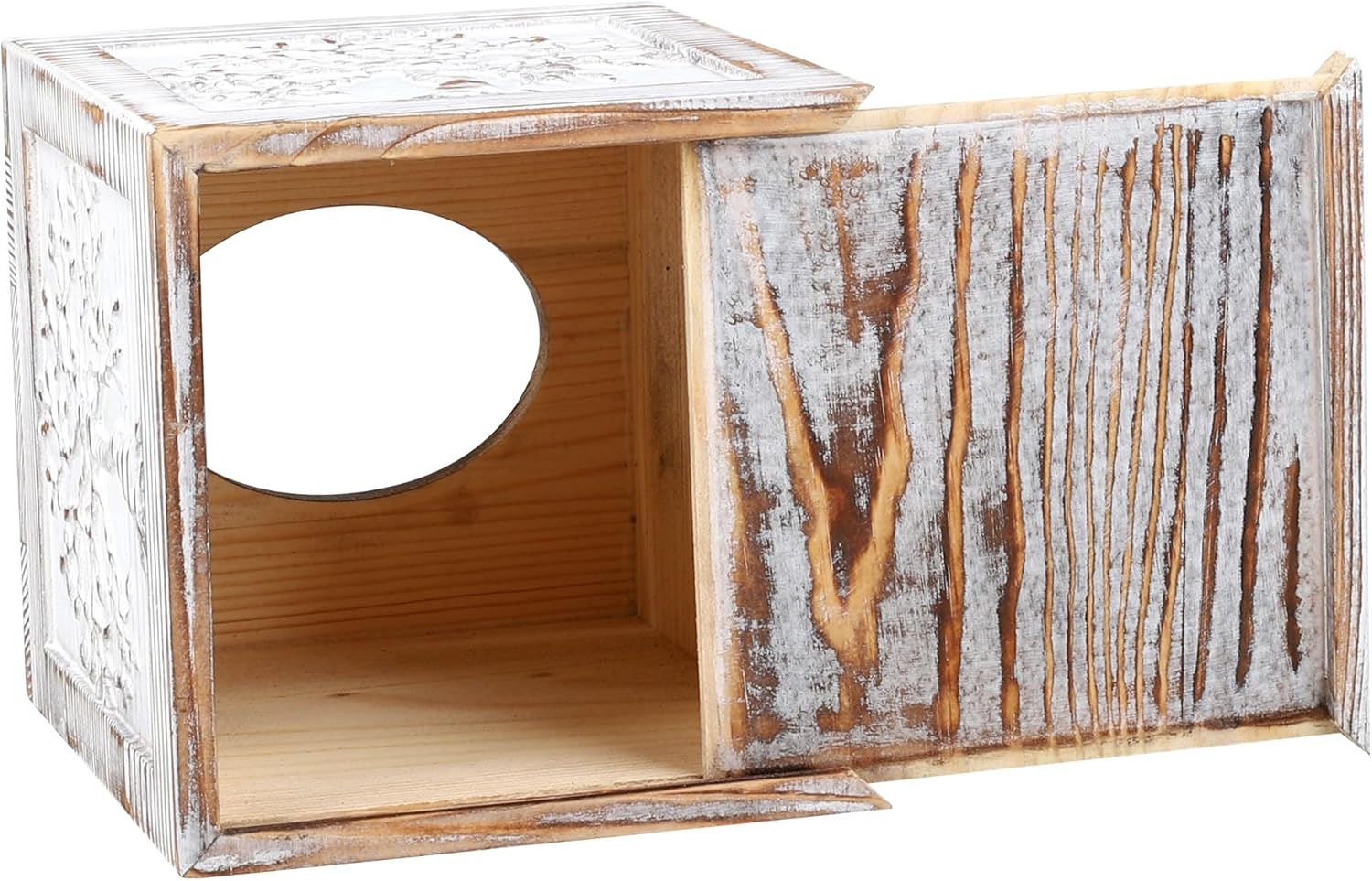 Ukwell Wood Carved Tissue Box Holder Tree of Life Design