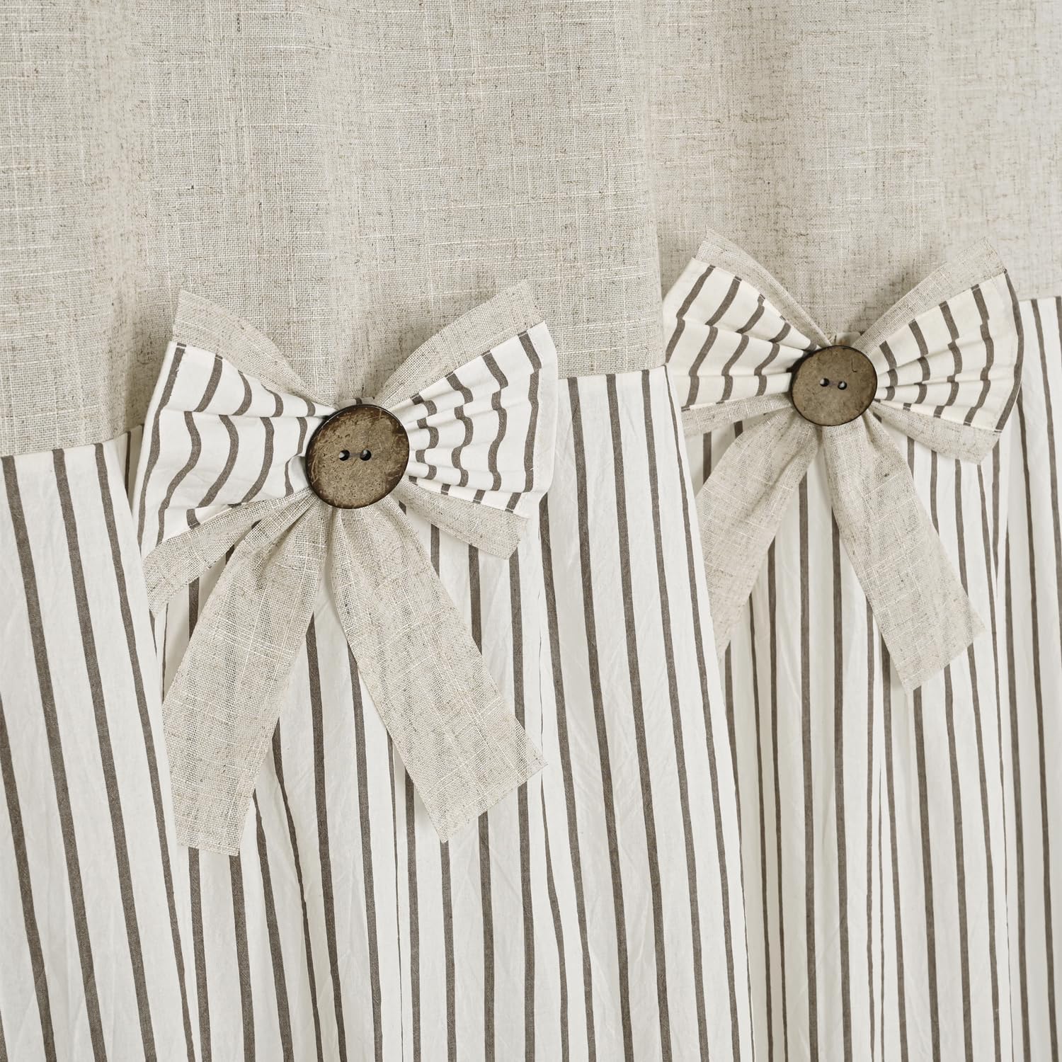 DOSLY IDES Linen Button Farmhouse Shower Curtain 72x72 in