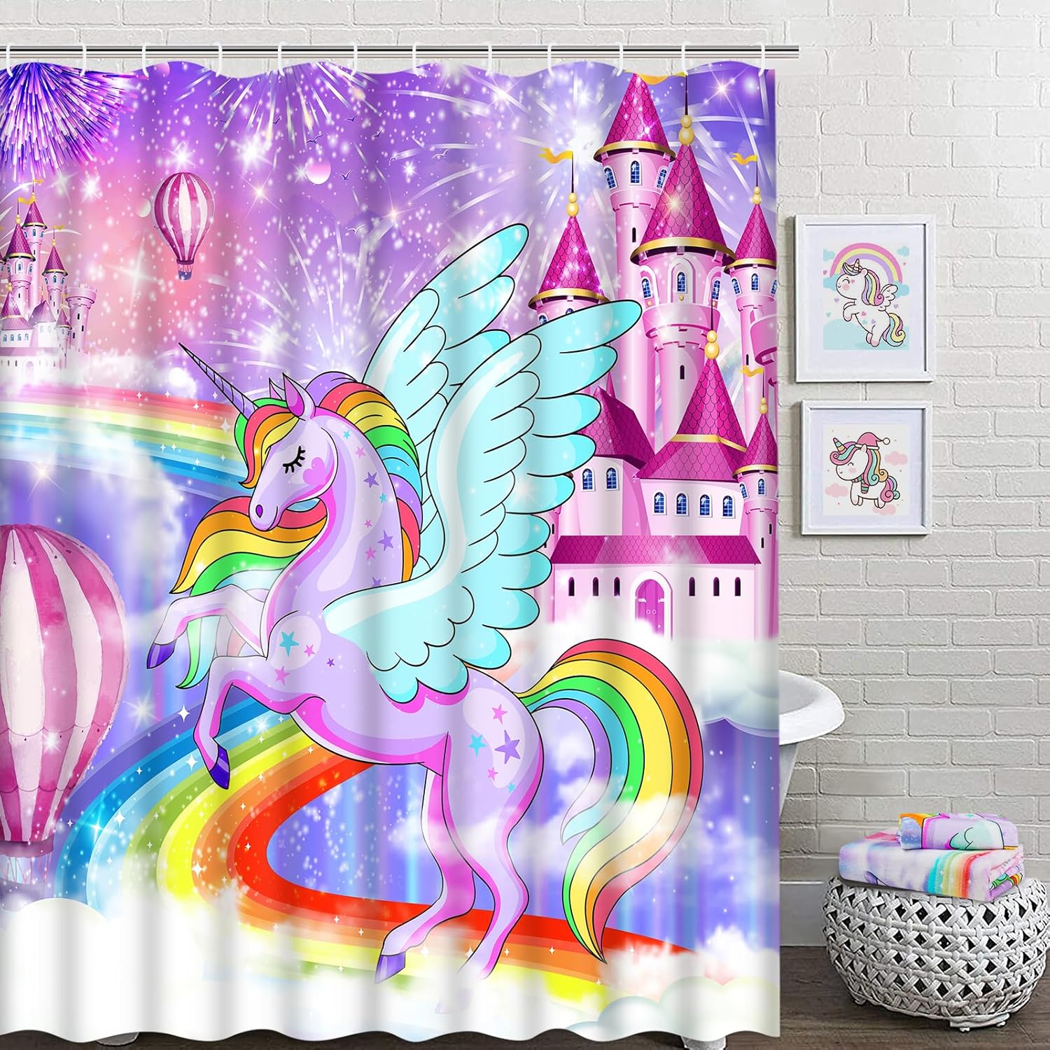 Alishomtll 7 Pcs Unicorn Girls Bathroom Set