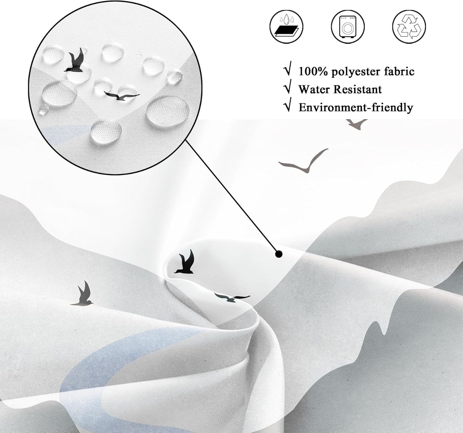 Riyidecor Misty Rainforest Shower Curtain 7 Pack Hooks