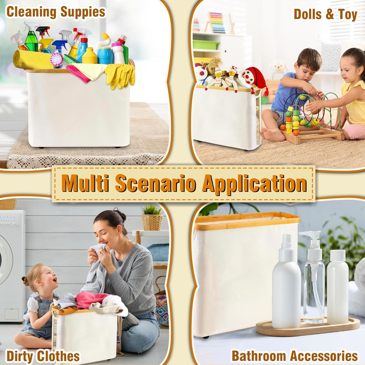 WIHOTUPO Toilet Paper Storage Basket with Lid - Bamboo Holder Organizer