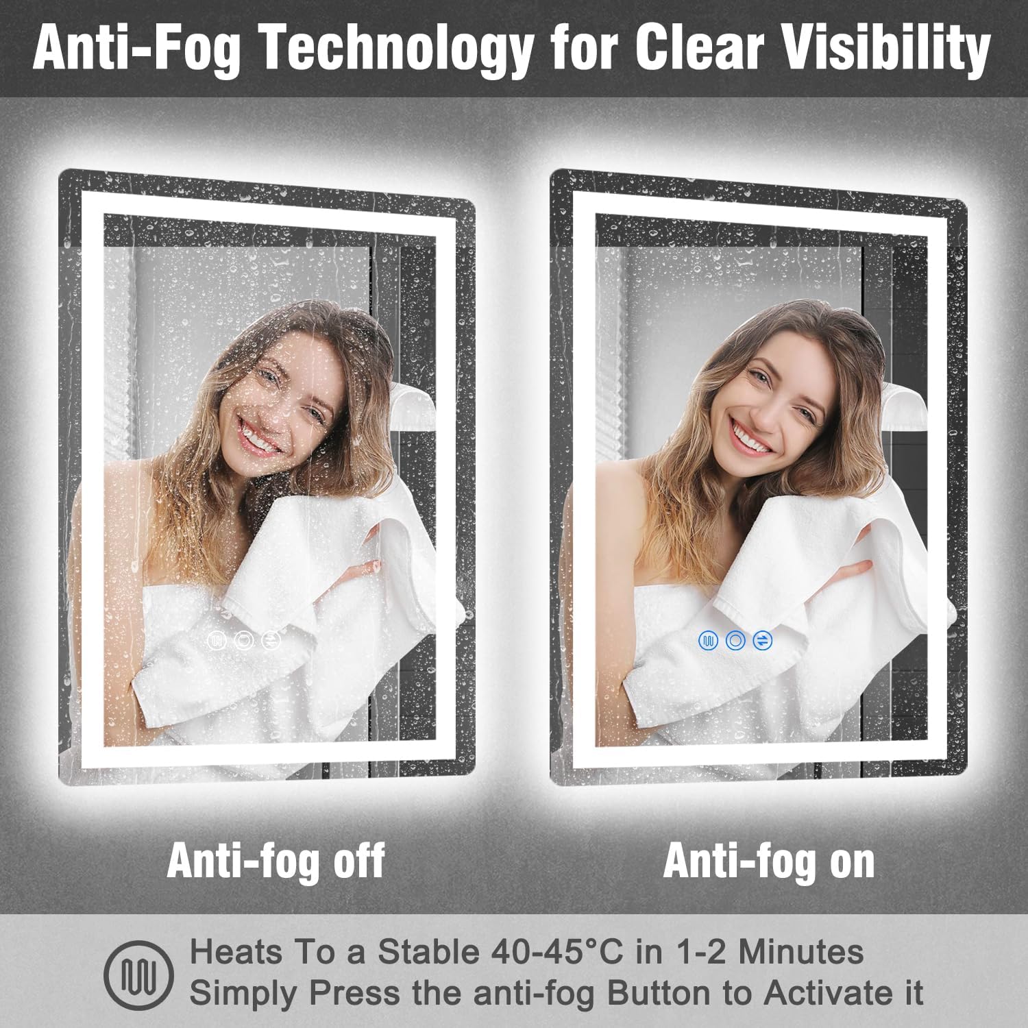 GoZoom LED Bathroom Mirror 20x28 with Lights
